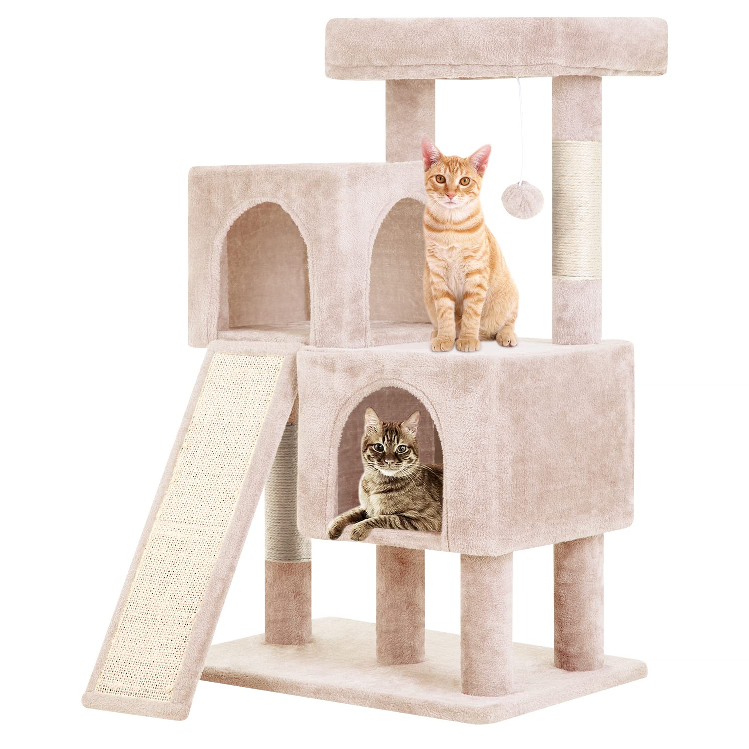 Bestpet 36 Inches Cat Tree For Indoor Cats Cat Tower With Scratching Posts Multi-Level Cat Furniture Condo With Ramp, Perch Spac