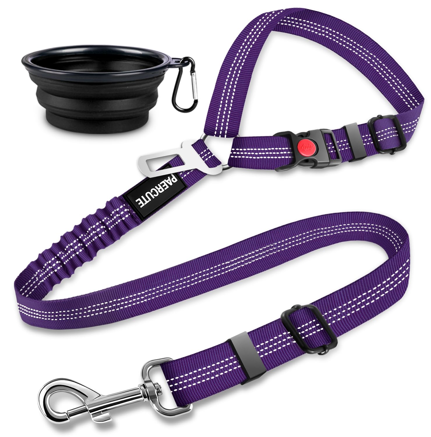 2 Piece Set Dog Seat Belt - Retractable Car Seatbelts, Adjustable Pet Restraint for Vehicle Headrest, Heavy Duty, Elastic & Dura