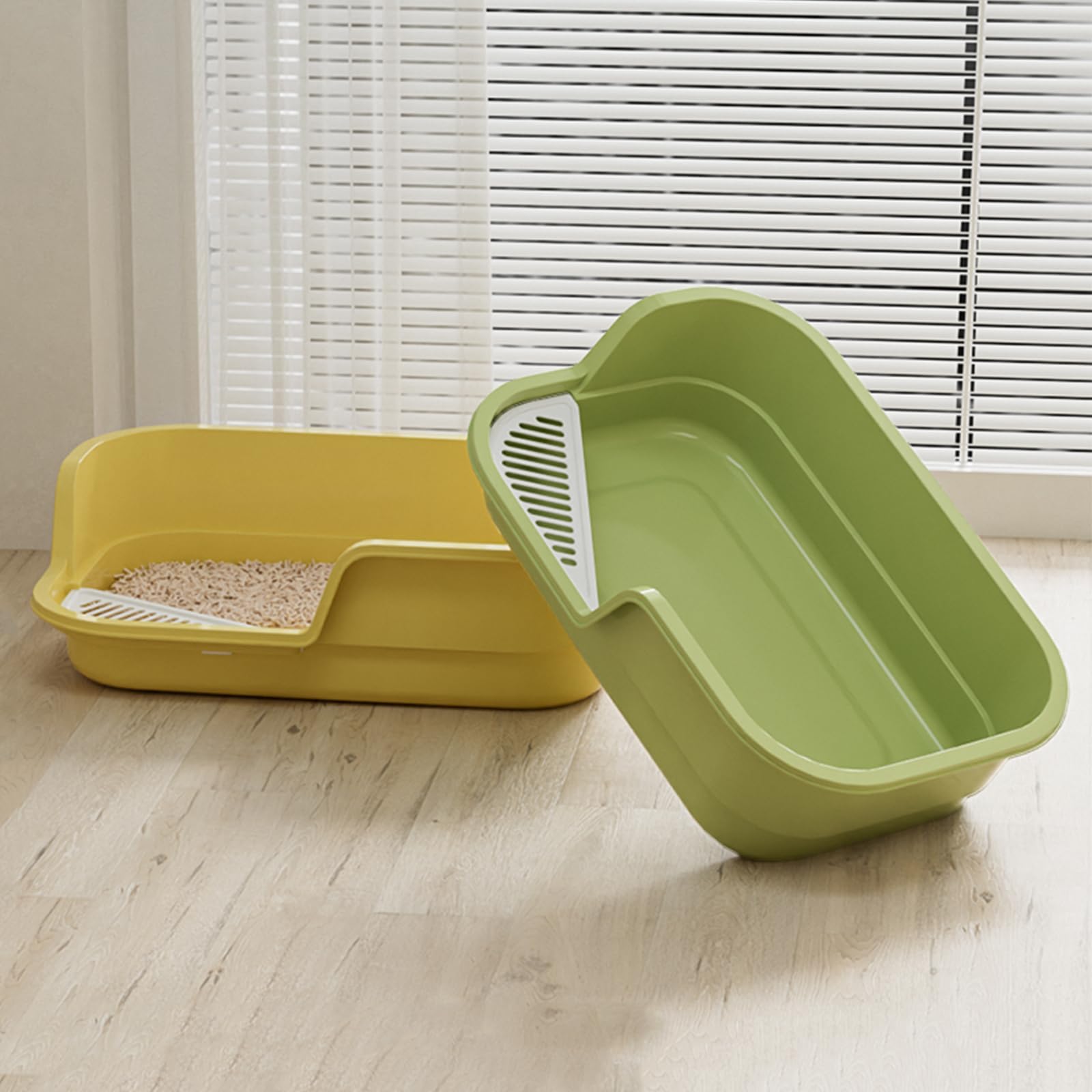 LoopTime Extra Large Cat Litter Box with High Sides,Cats Boxes for Indoor Cats,Cat Litter Pan for Kitty,Litter Box with Low Entr