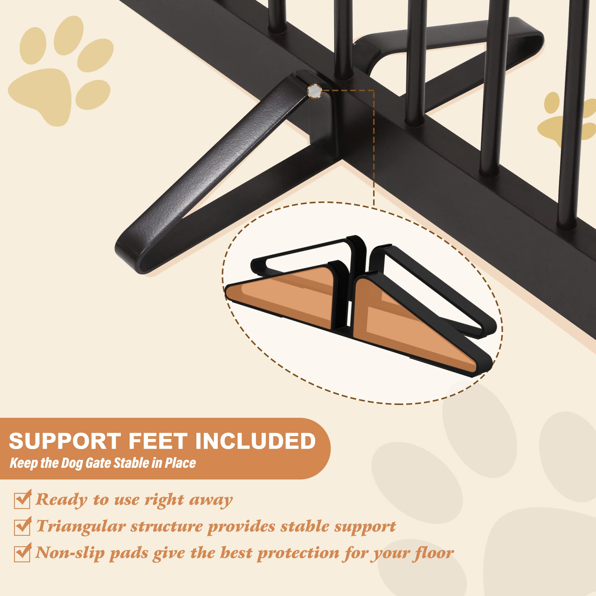 Pupetpo Freestanding Pet Gate For Dogs, Foldable Wooden Dog Gate For House Indoor, Tall Dog Gate For Stair, Doorway,Hall, Step Over Pet Puppy Safety Fence, 3 Panels 32'',Brown