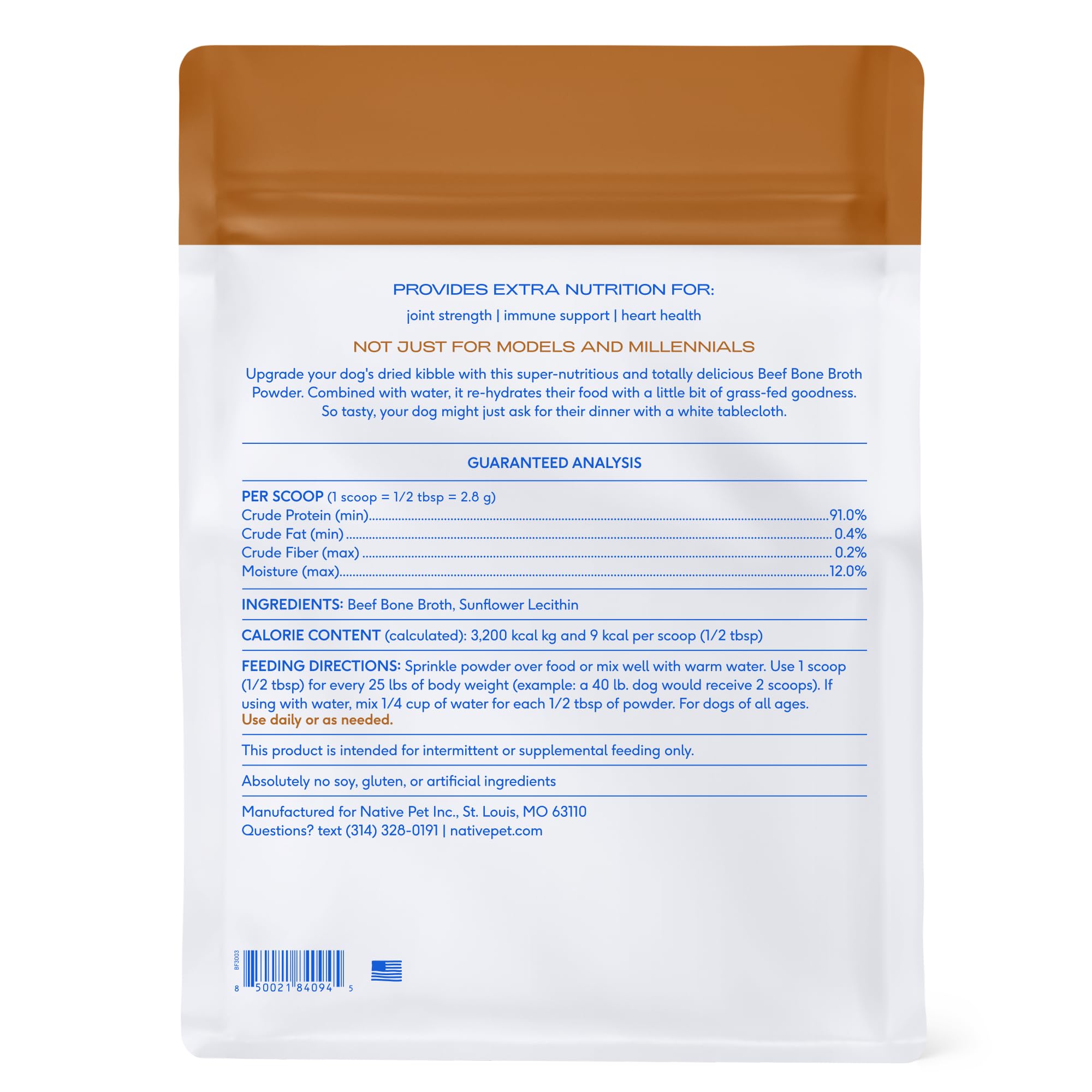Native Pet Bone Broth for Dogs and Cats - Made with Real Beef Bone Broth, Dog Food Toppers for Picky Eaters- Provides Extra Hydr