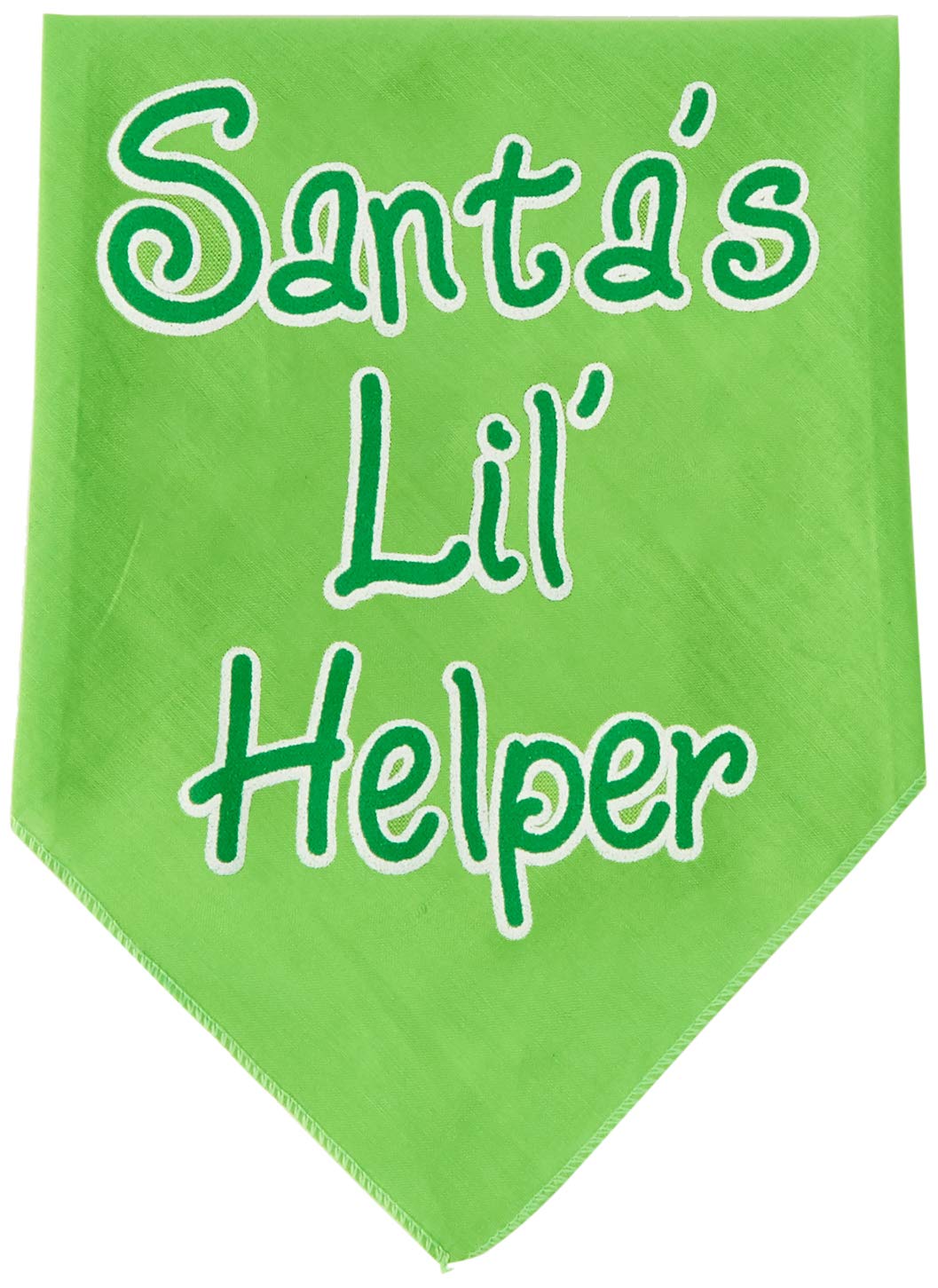 Christmas Pet and Dog Bandana Screen Printed, &quot;Santa's Lil Helper&quot; Lime Green Large