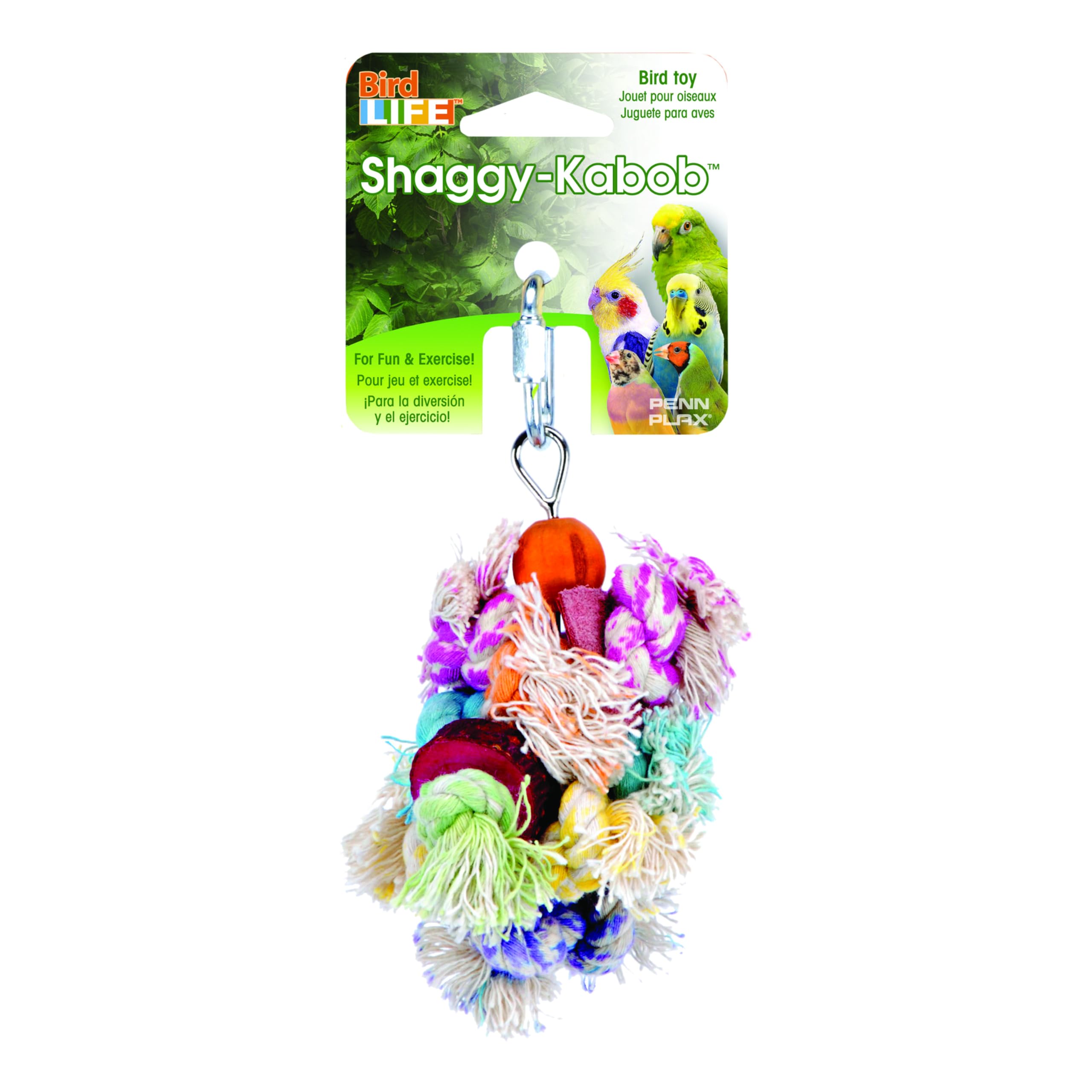 Penn-Plax Shaggy Kabob Bird Toy, Keeps Small Bird Breeds Stimulated And Entertained For Hours (Ba930) Small