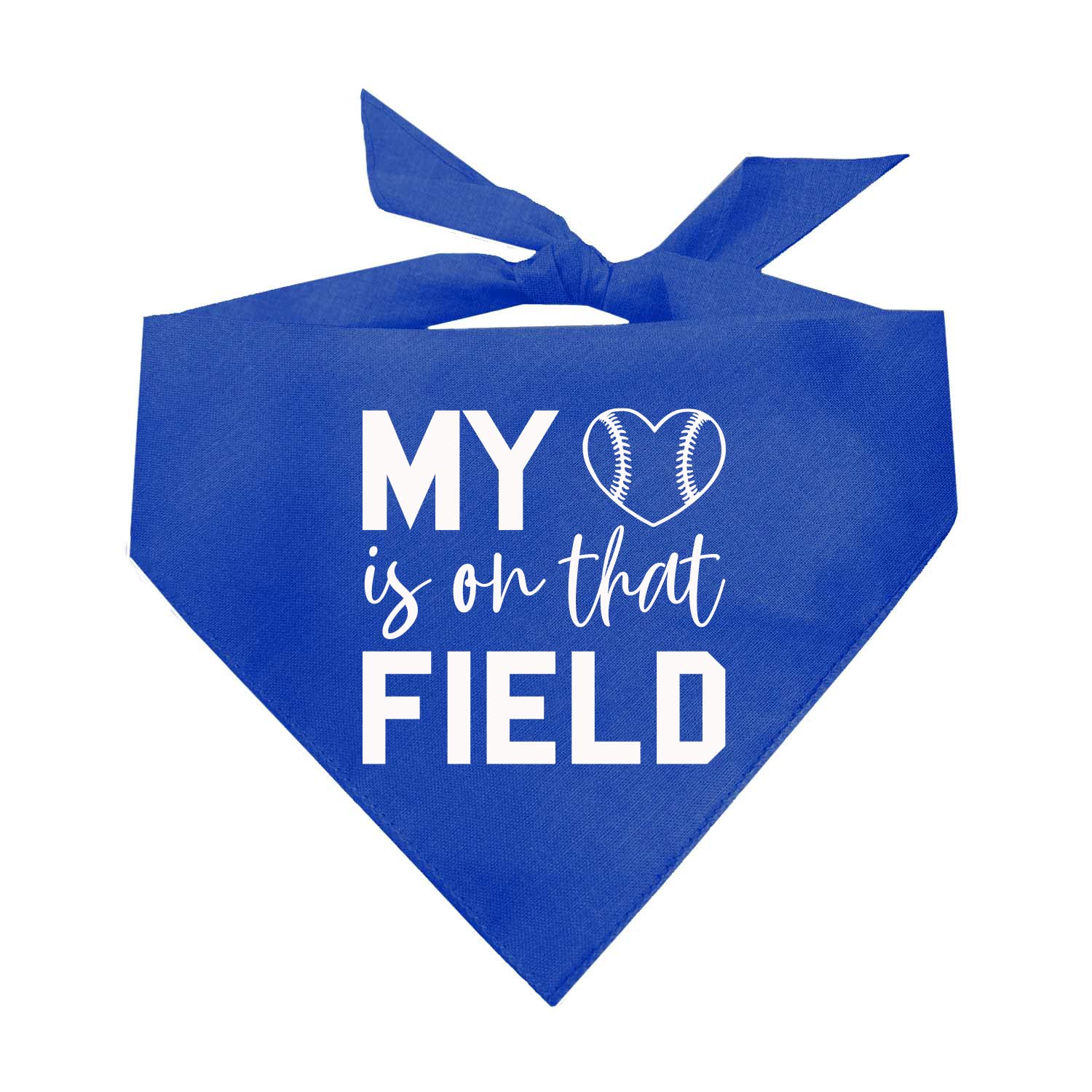 My Heart Is On That Field Baseball Dog Bandana (1044 Royal, X-Small)