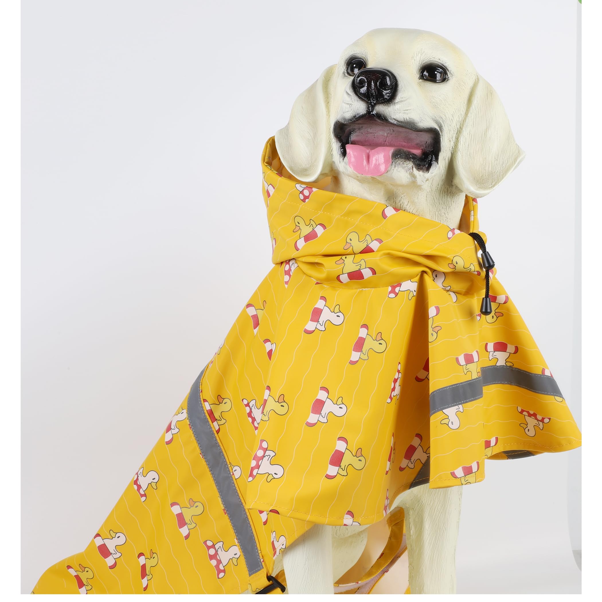 Hapee Dog Raincoats For Large Dogs With Reflective Strip Hoodie,Rain Poncho Jacket For Dogs (E5-Yellow River, M (Back Length 16'