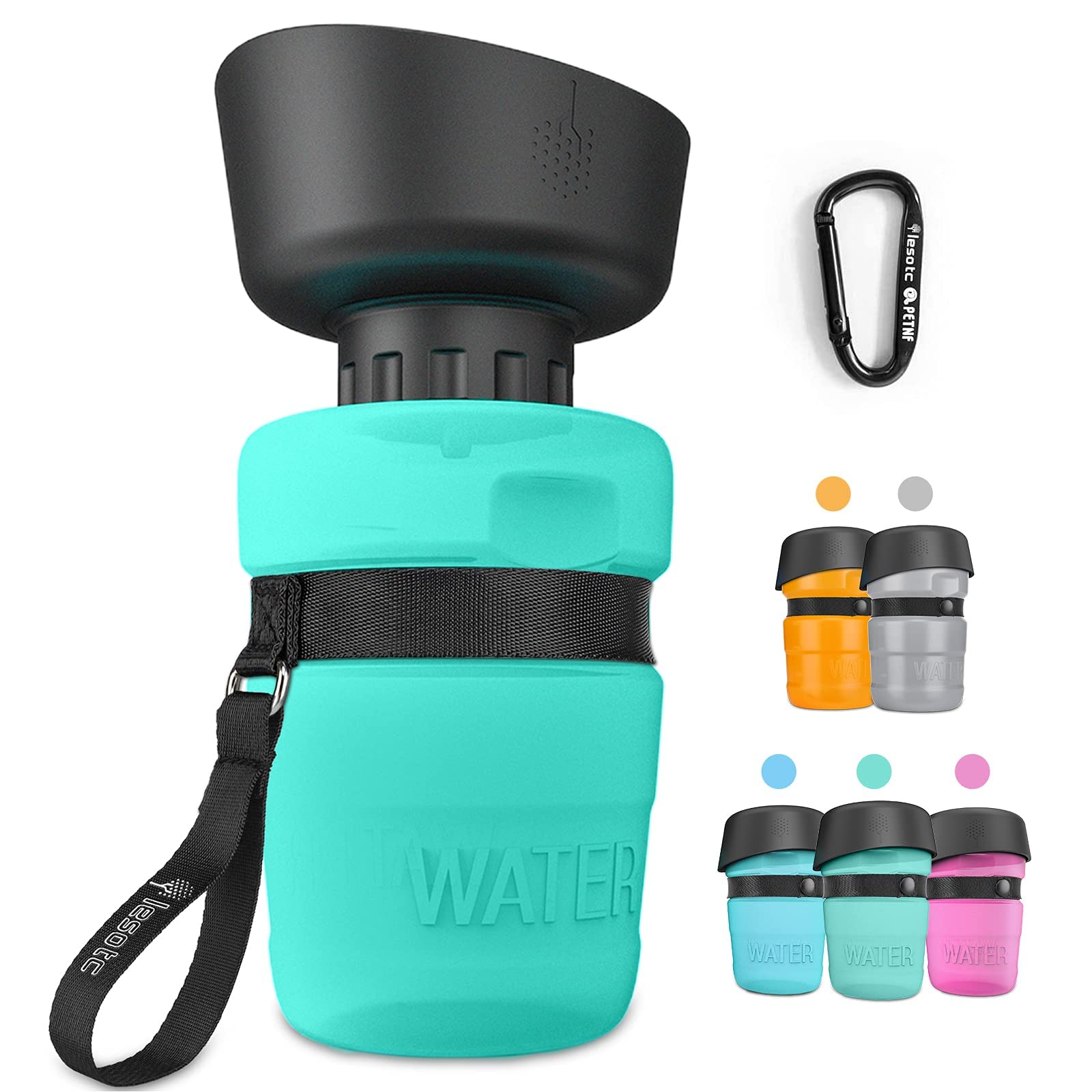 Lesotc Upgraded Dog Water Bottle Foldable, Portable Leak Proof Pet Water Dispenser For Outdoor Walking,Hiking,Travel,Bpa Free,Li