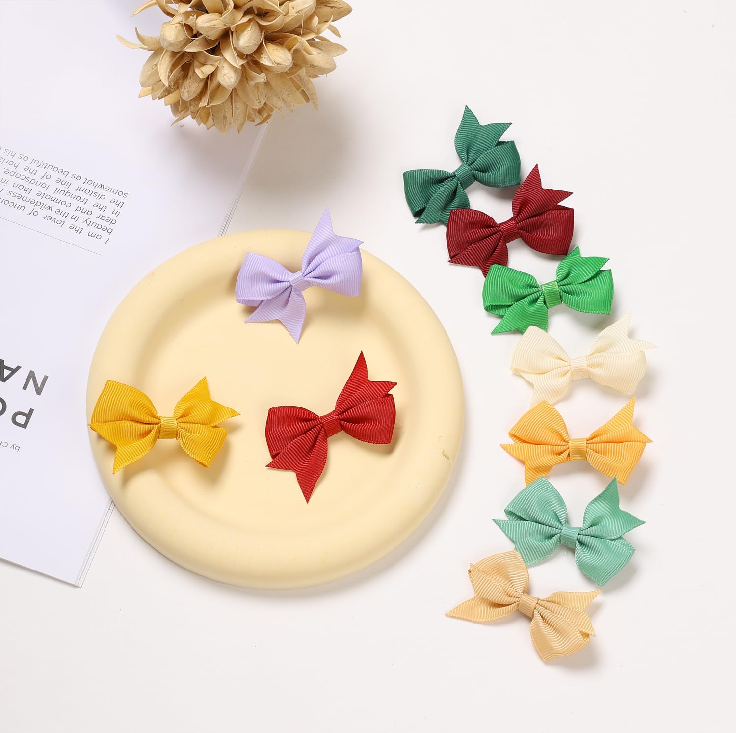 60Pcs Puppy Dog Bows With Clips,2.2 Inch Handmade Hair Accessories Bow Pet Puppy For Doggies Cat Kitten Rabbit Grooming Accessor