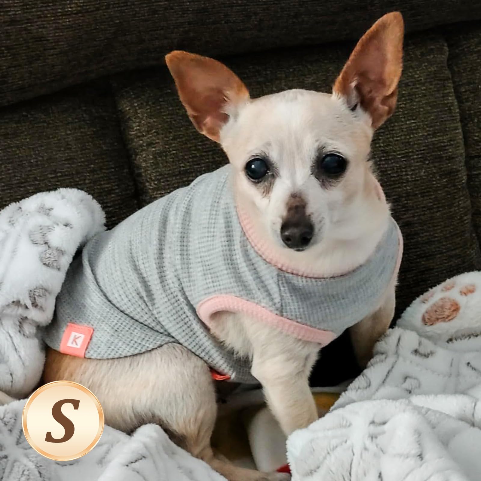 Kyeese 2Pack Dog Shirts Waffle For Small Dogs, Stretchy And Comfortable Dog T-Shirts, Lightweight Sleeveless Tank Top, Breathabl