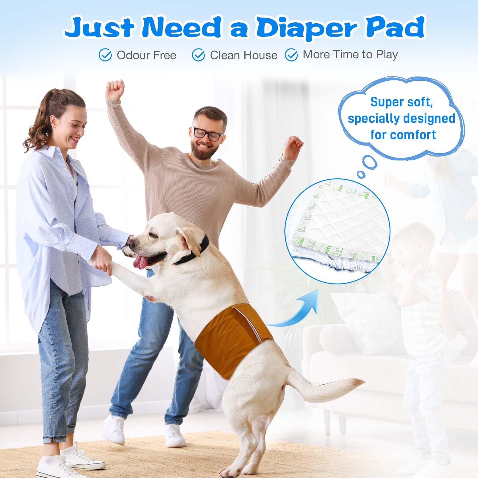 Dog Diaper Liners 100Ct, Super Leak Proof And Absorption Disposable Dog Diaper Booster Pads For Female And Male Fit Most Reusabl