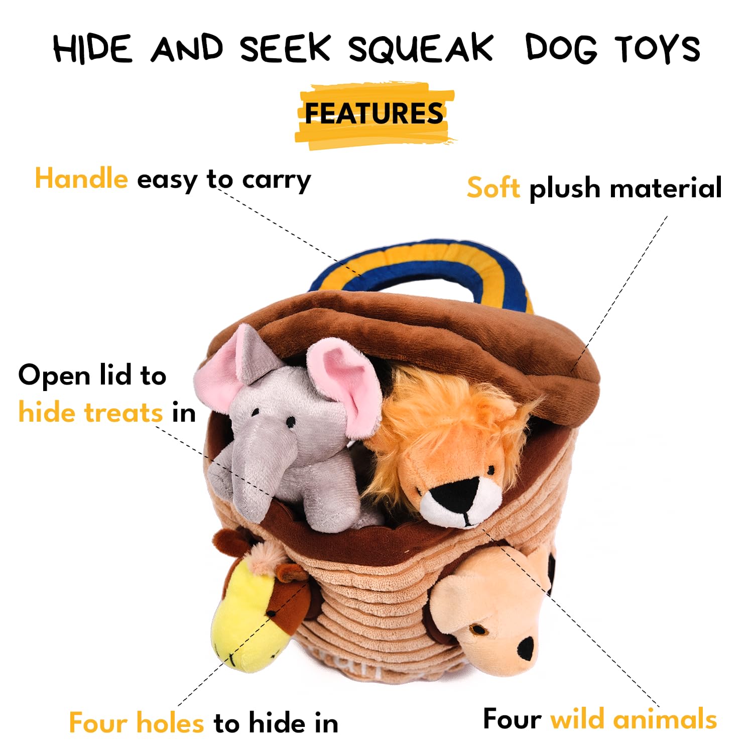 Chewffon Interactive Hide-And-Seek Burrow Toy, Uppy Puzzle Toys,Cute Squeaky Chew Plush Toy, Dog Enrichment Activity Fetch Brain