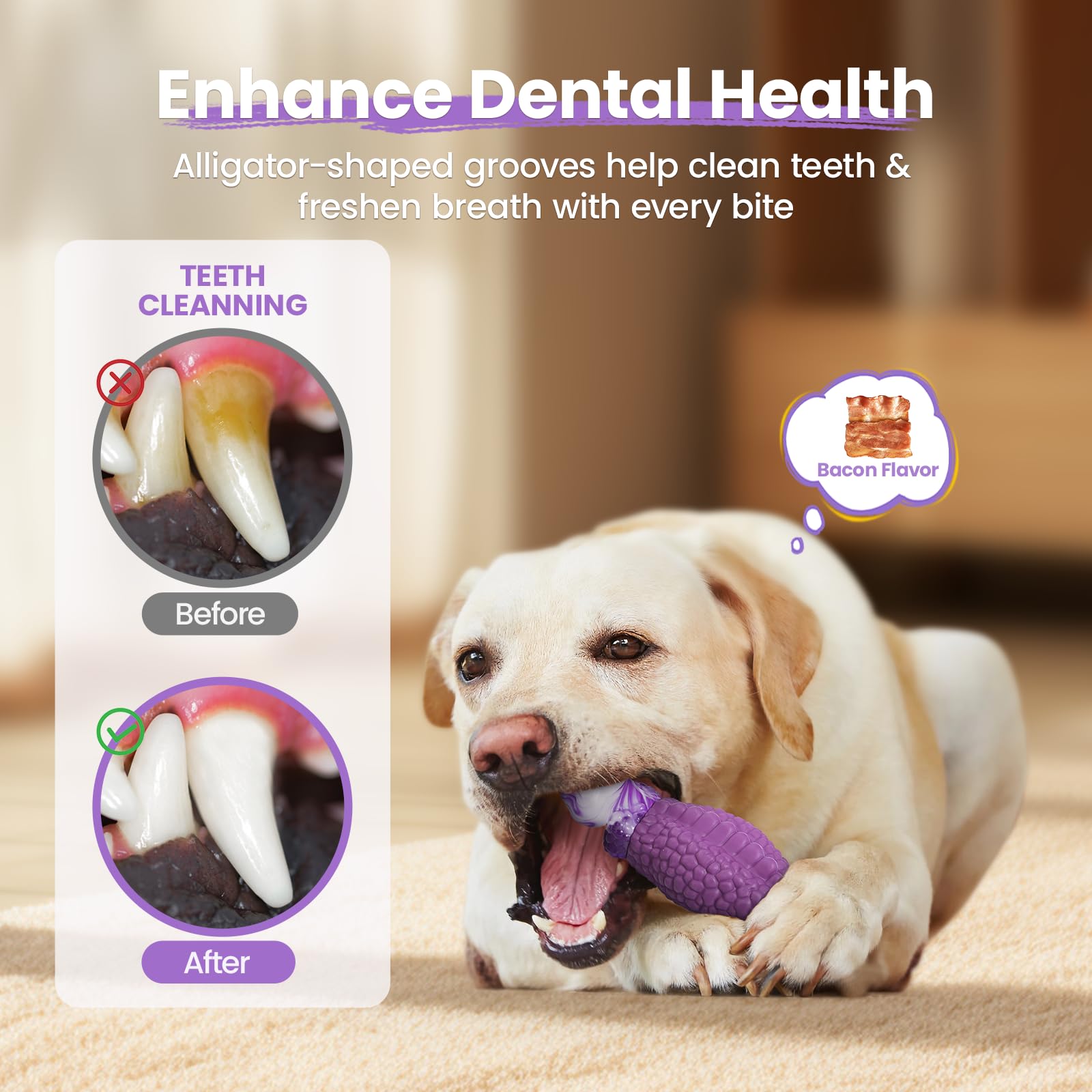 HGB Tough Dog Chew Toys for Aggressive Chewers, Squeaky Indestructible Dog Toy to Keep Them Busy & Reduce Boredom for Medium, La