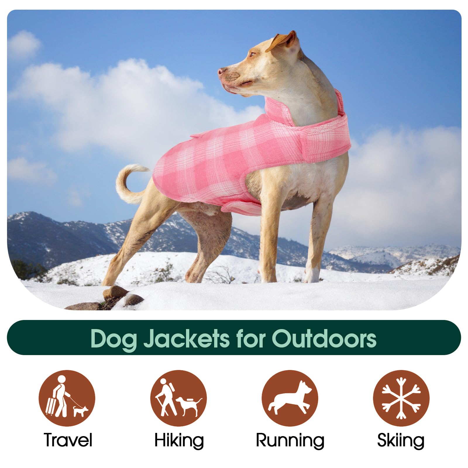 Kuoser Reversible Dog Jacket, Warm Winter Coat, Windproof Dog Clothes, Pink Xl