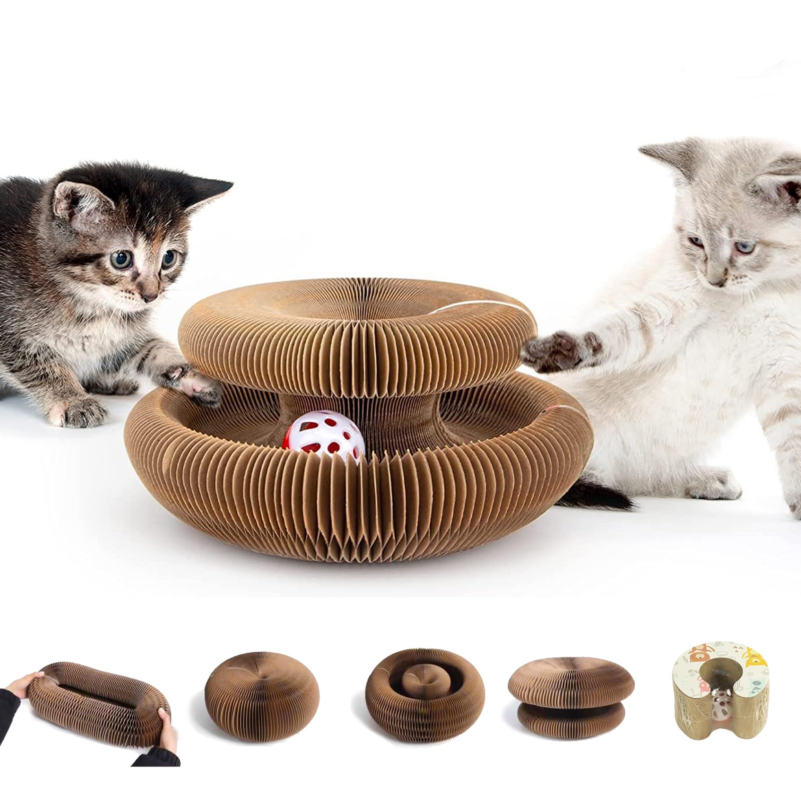 Kitty Curlz Cat Scratching Board, Magic Organ Cat Toy, Made Of Recyclable Corrugated Cardboard, Scratch-Resistant And Abrasion-R