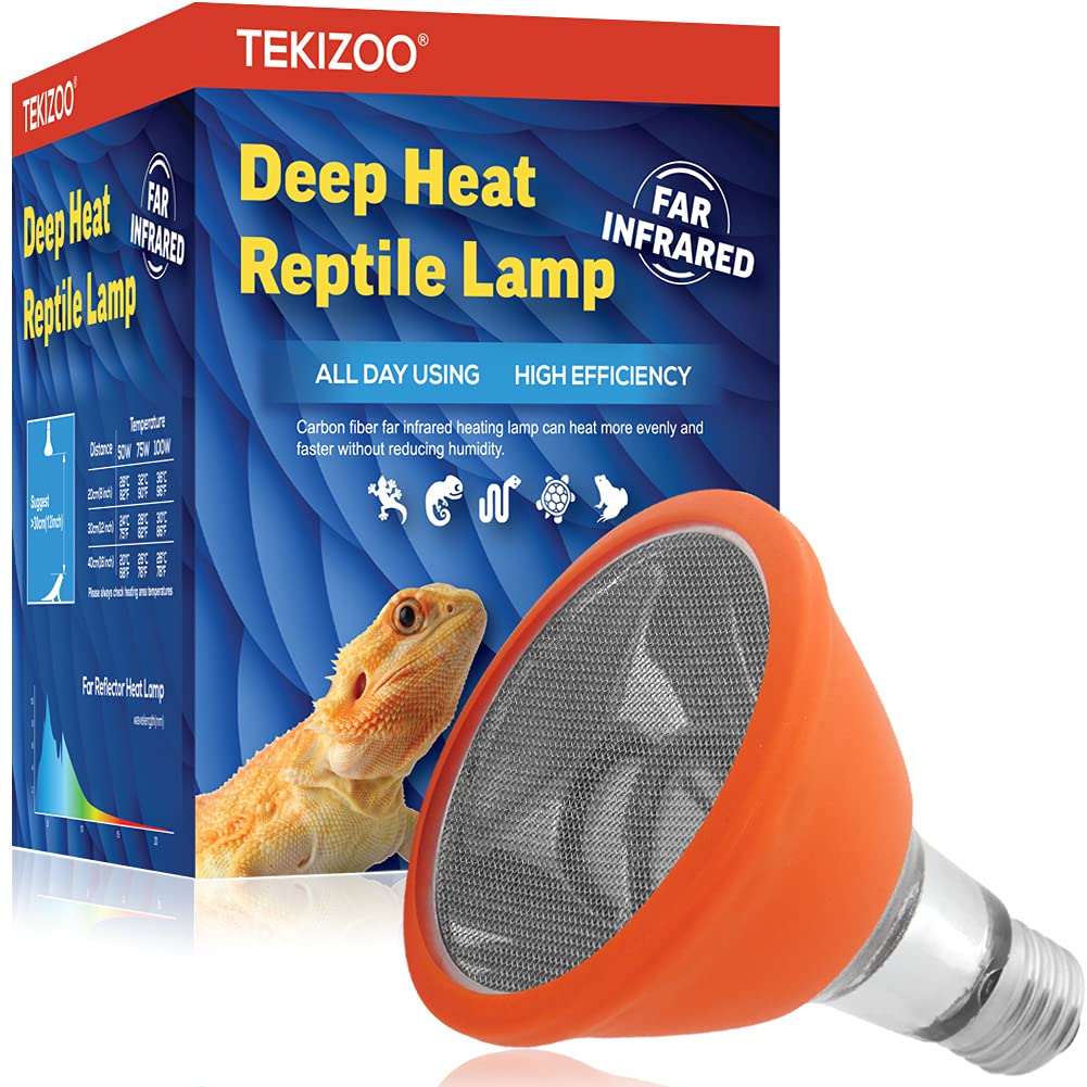 Tekizoo Deep Heat Lamp Infrared Heater Light For Reptile And Amphibian Pet (50 W)