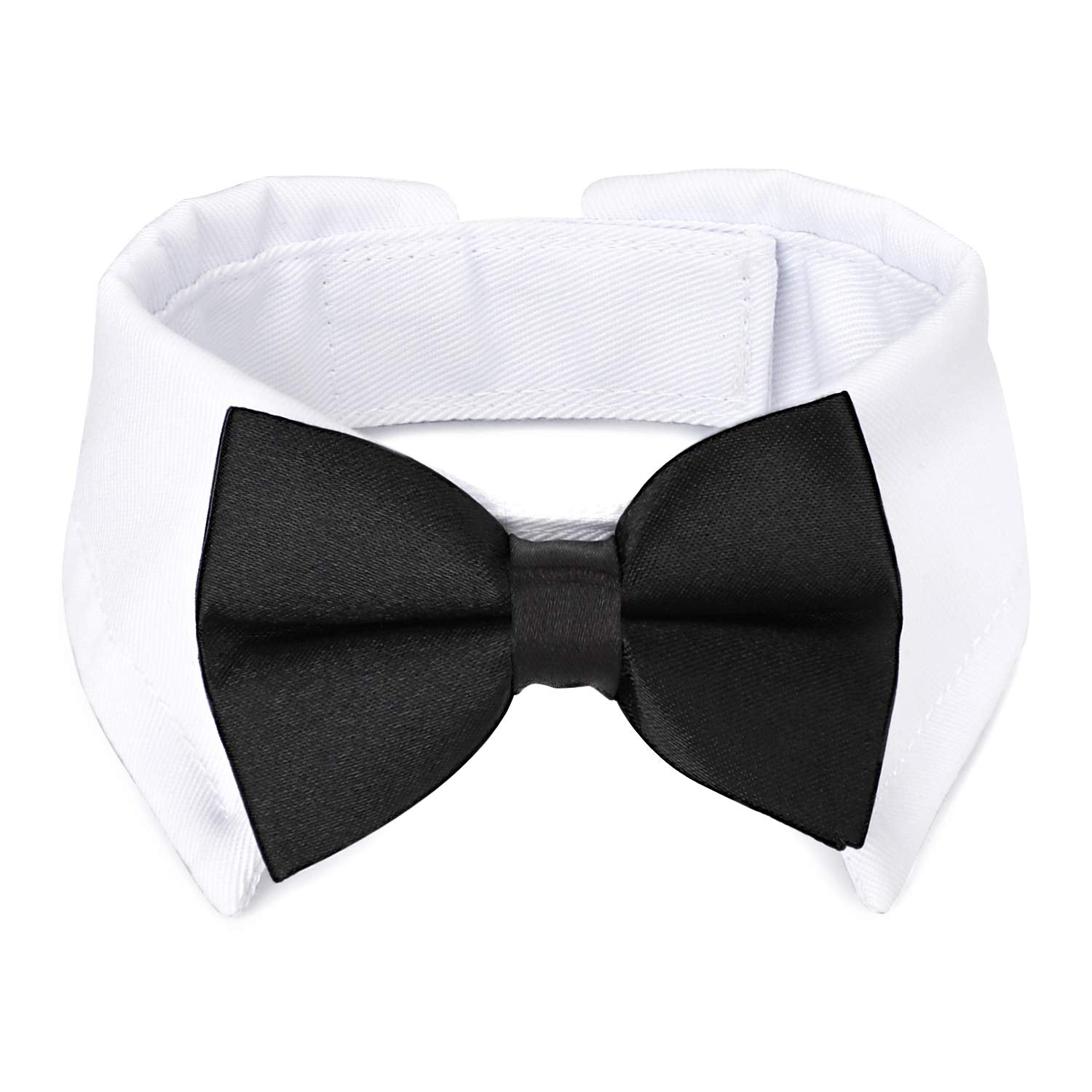 Segarty Dog Tuxedo Bow Tie Collar - Black Bowtie With Handcrafted Adjustable White Formal Pet Cats Necktie For Medium Large Boy 
