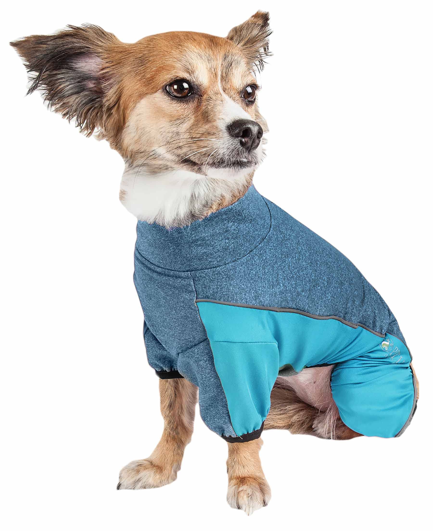 Pet Life Active 'Chase Pacer' Heathered Performance 4-Way Stretch Two-Toned Full Body Warm Up(D0102H70Wfv.)