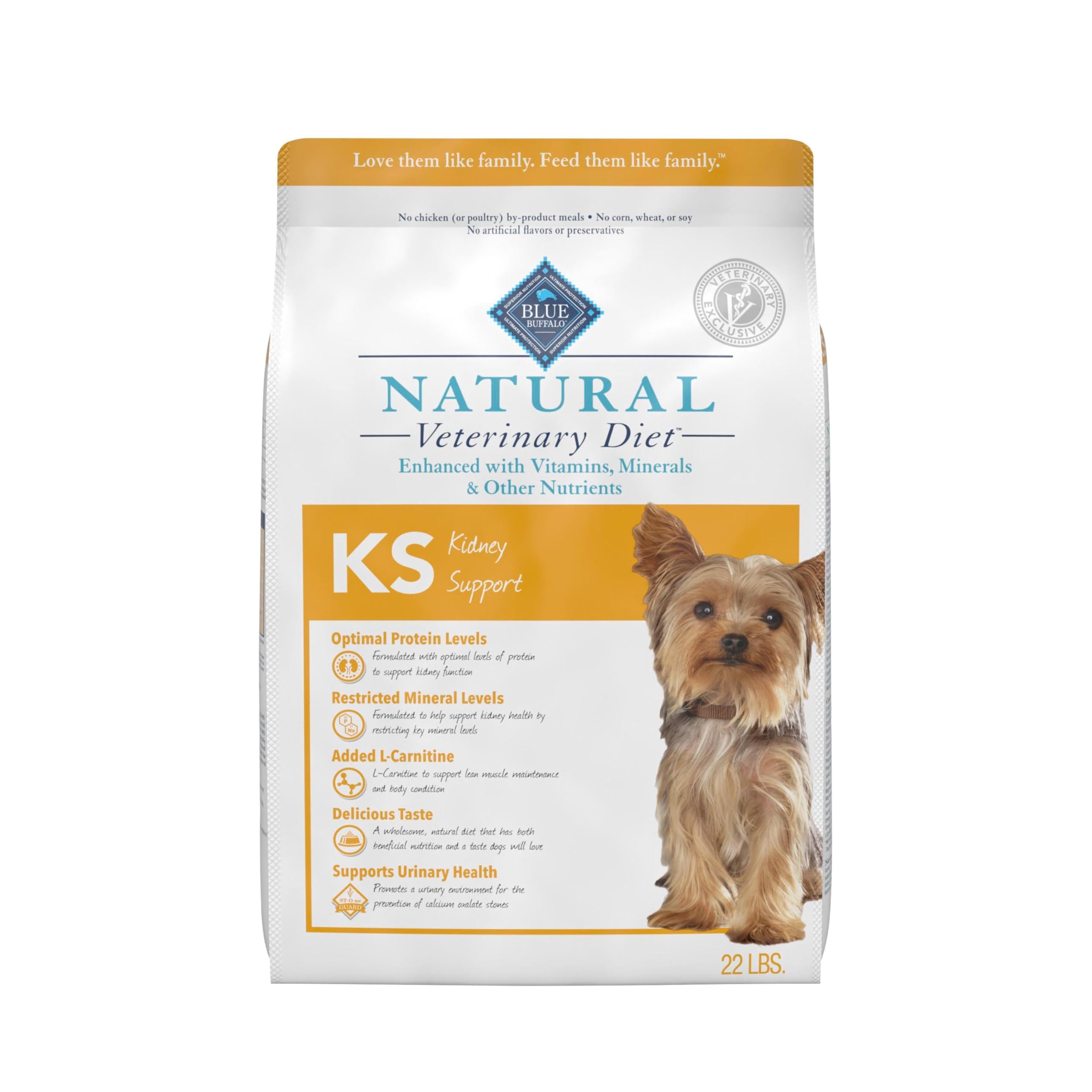 Blue Buffalo Natural Veterinary Diet KS Kidney Support Dry Dog Food, Chicken 22-lb bag