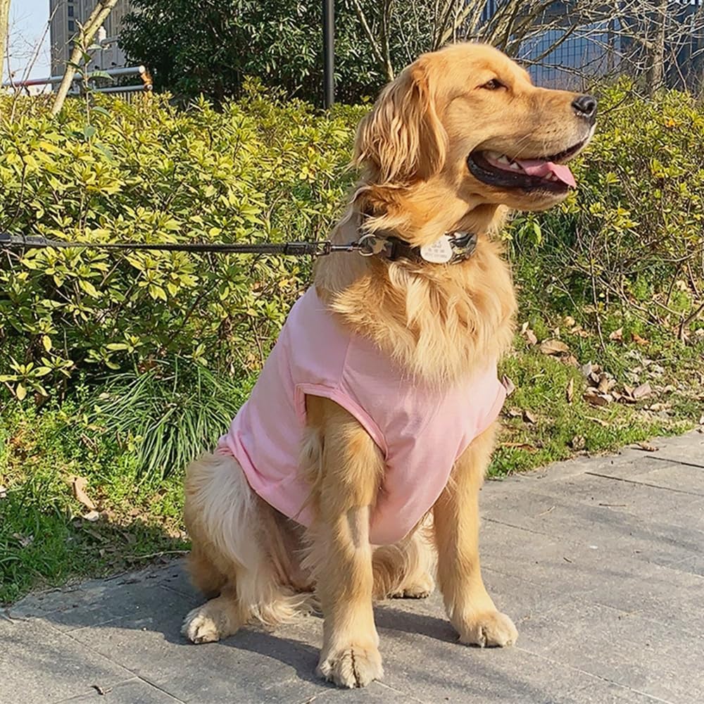 Aniac Pink Large Dog Shirt For Girl Boy Solid Cotton Dog Tee Shirt Summer Basic Tank Top Breathable Sleeveless Doggy Vest Coolin