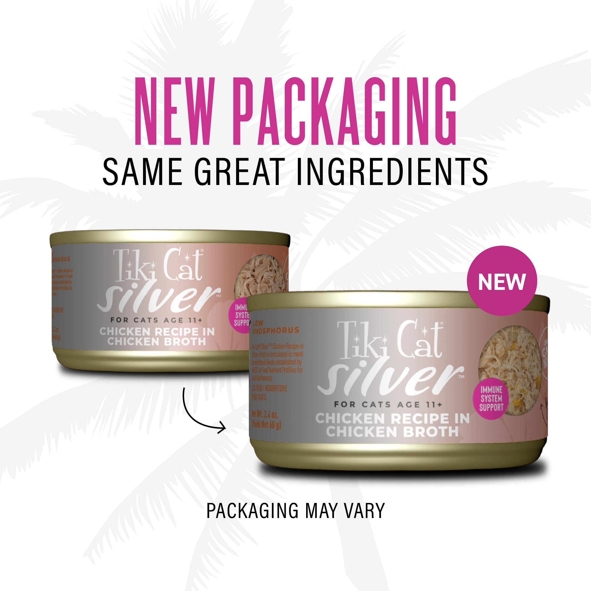 Tiki Cat Silver Comfort Shreds, Chicken Recipe in Chicken Broth, Immune System Support Formulated for Older Cats Aged 11+, Senio