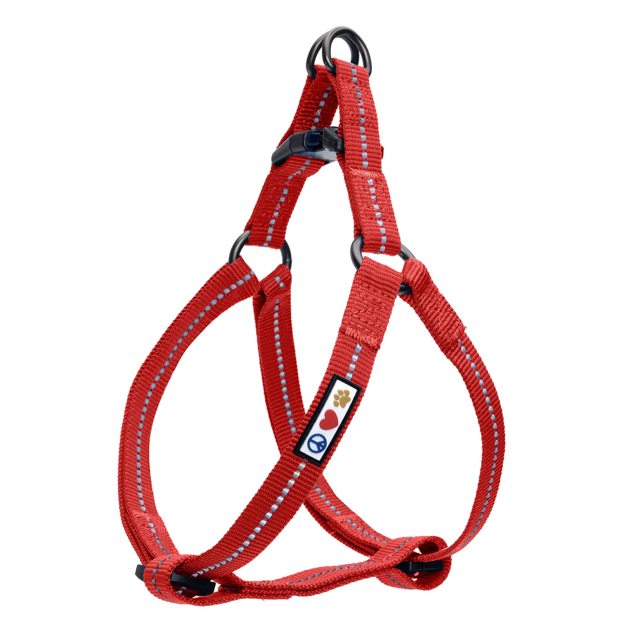 Pawtitas Recycled Dog Harness With Reflective Stitched A Puppy Harness Made From Plastic Bottles Collected From Oceans Large Red
