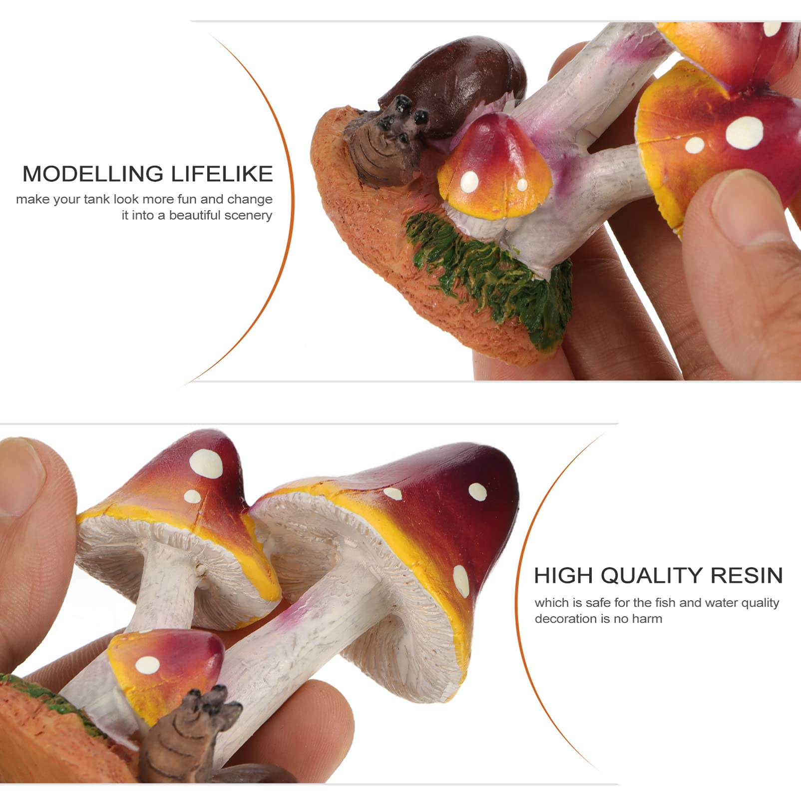 Miniature Mushroom Resin Fairy Garden Mushroom Snail Micro Landscape Ornaments Aquarium Decor for DIY Terrarium Fish Tank Decor