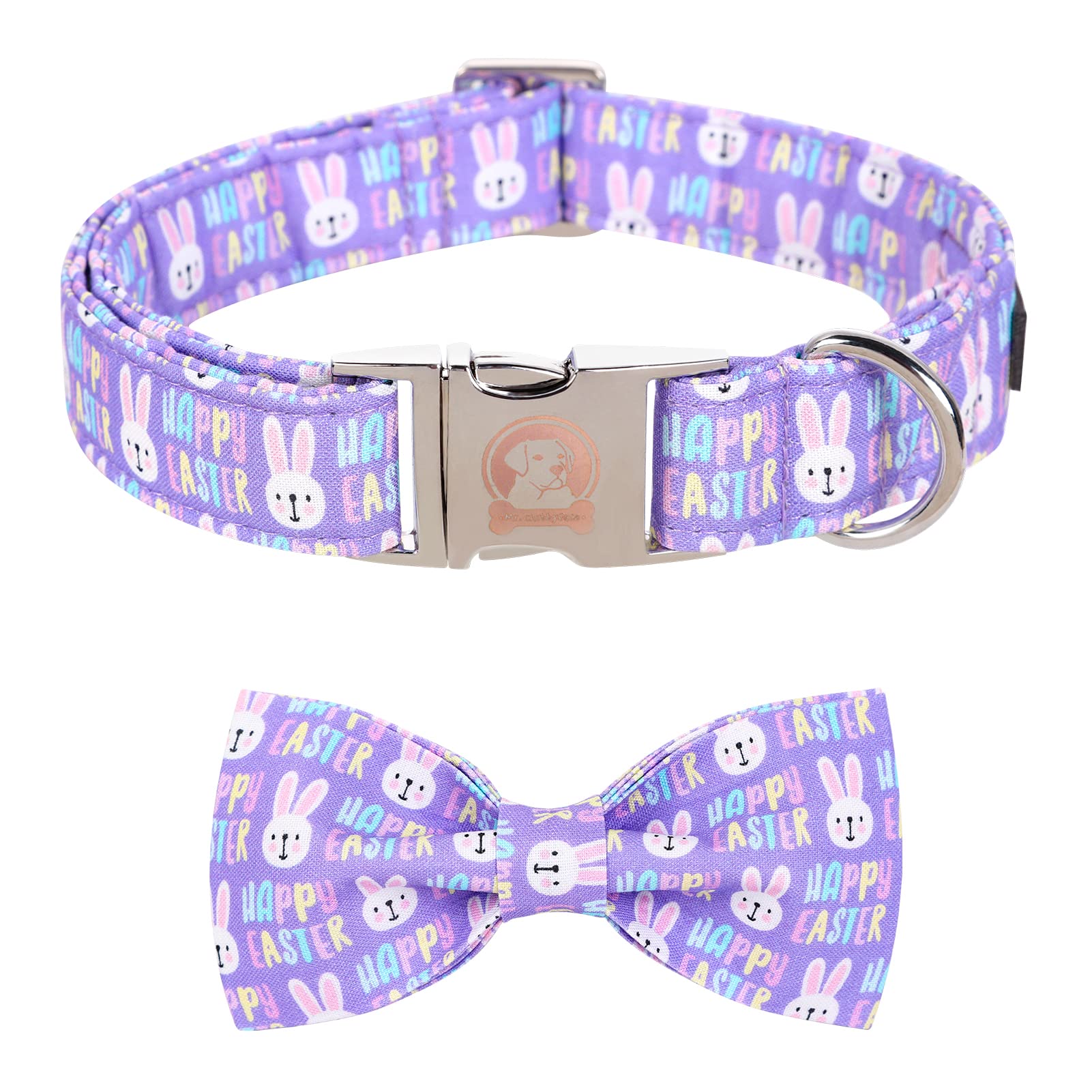 Mr. Chubbyface Easter Dog Collar Rabbit Dog Collar With Bow Adjustable Dog Collar Bowtie For Small Medium Large Dogs
