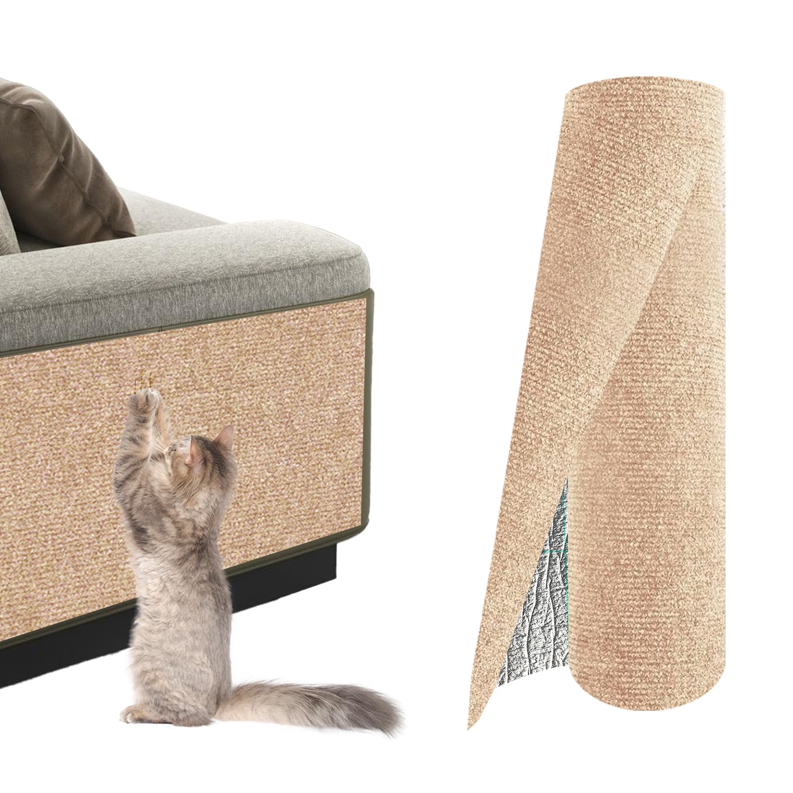 1Pack Total 39.3x15.8 Cat Scratch Mat for Cat Couch Furniture and Wall Protector | Trimmable Self-Adhesive Carpet Climb Cat Scra