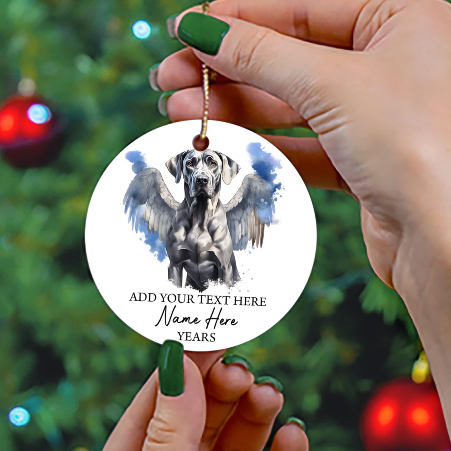 Great Dane Dog Memorial Christmas Ornament, Personalized Great Dane Dog Angel Ornament Keepsake, Great Dane Dog Loss Gifts, Customized Great Dane Dog Ornament With Name, Dog Mom Dog Dad Xmas Gifts