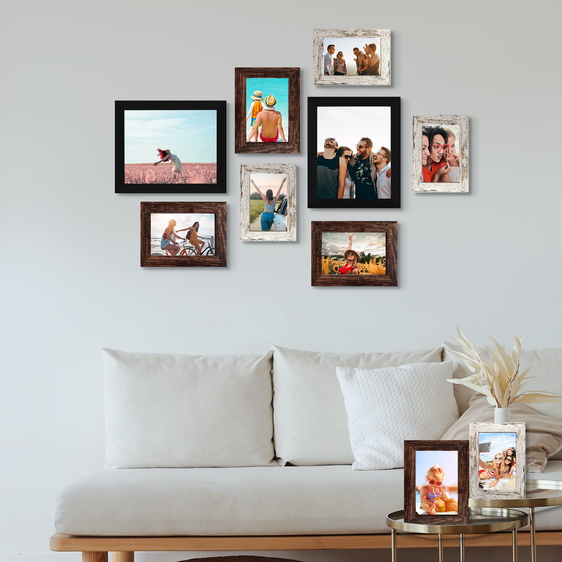 Luckylife Picture Frame Set 10-Pack, Gallery Wall Frame Collage With 8X10 5X7 4X6 Frames In 3 Different Finishes