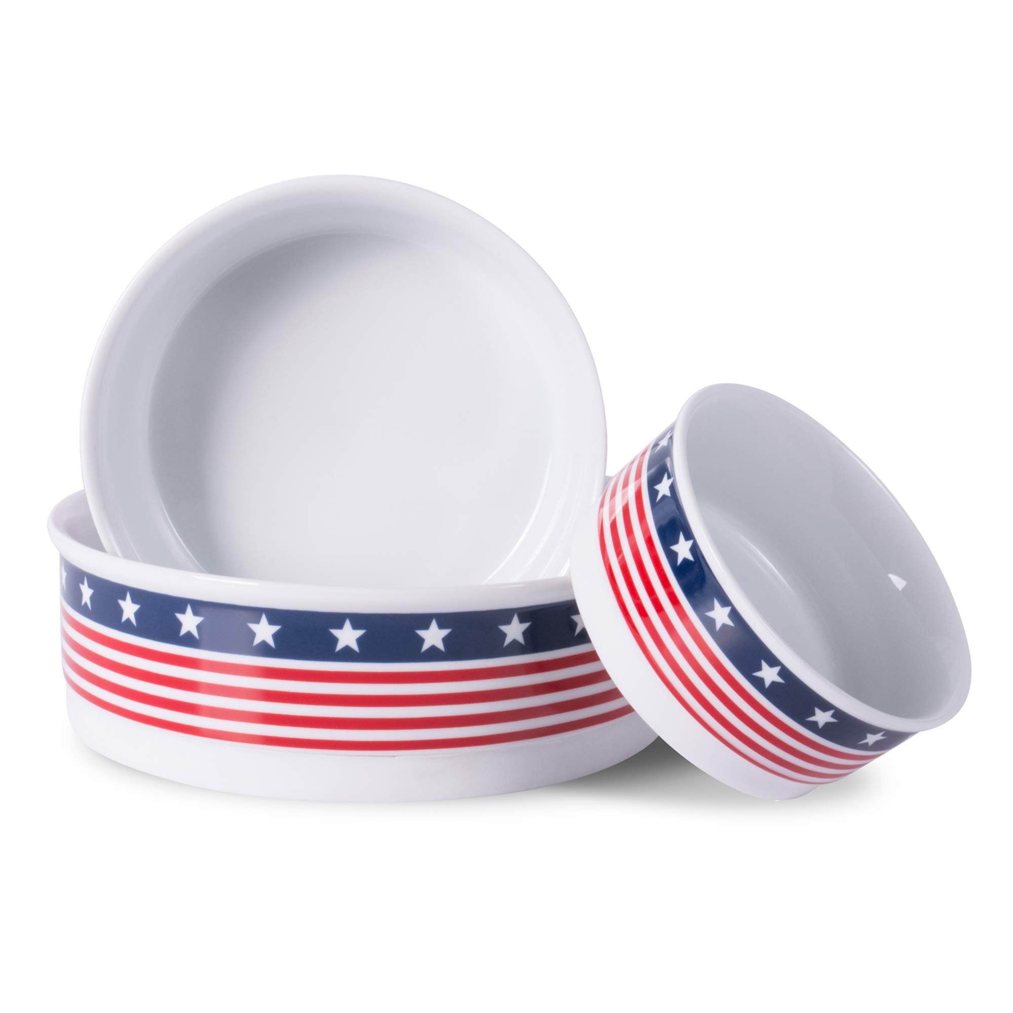 Bone Dry Ceramic Food & Water Bowls for Pets Non-Slip for Secure, Less Messy Feeding, Microwave & Dishwasher Safe, Single Dish L