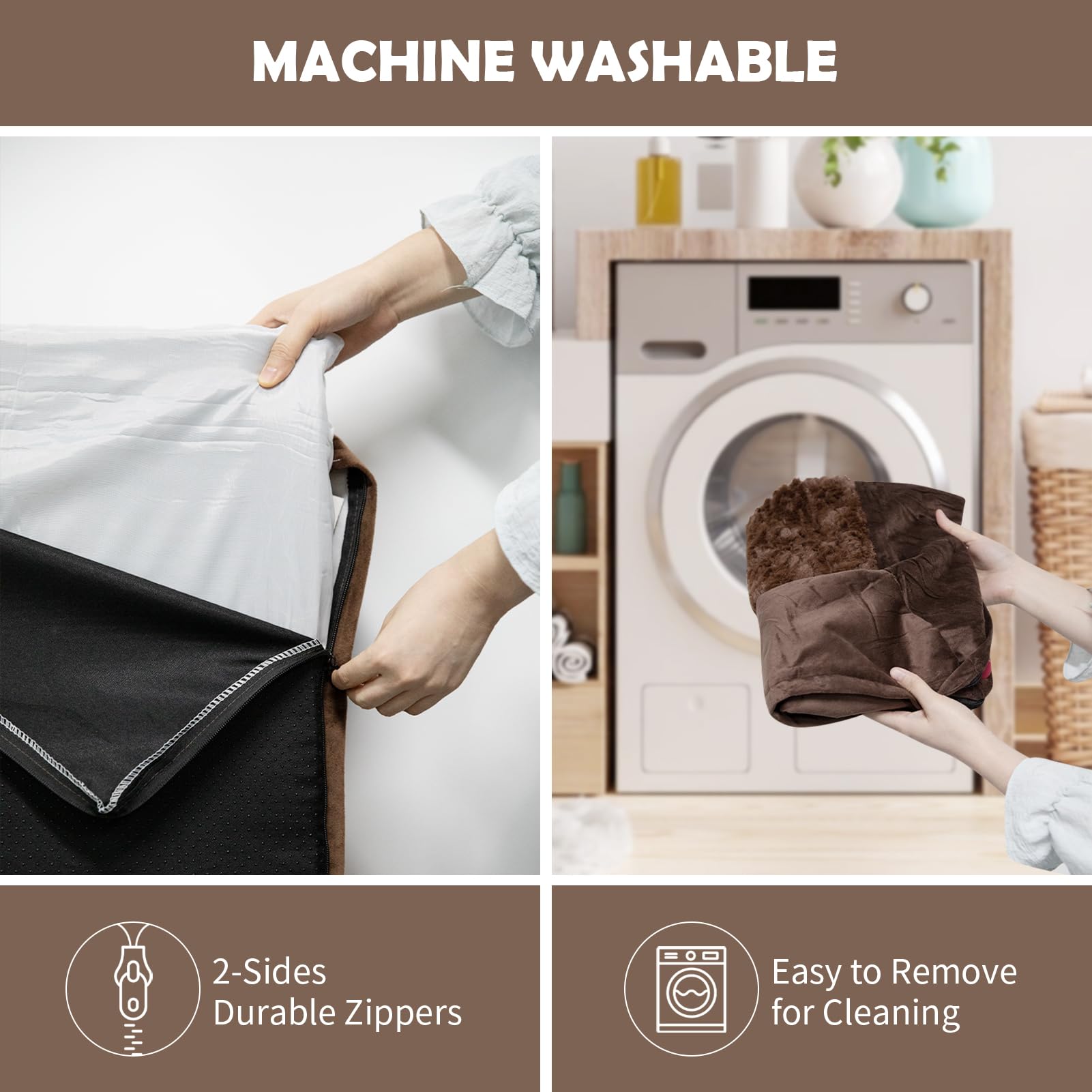 Yiruka Large Dog Bed, Brown Orthopedic Dog Bed, Waterproof Dog Bed With Removable Cover, 4-Sides Removable Bolster Dog Soft Sofa Bed With Nonskid Bottom, Washable Dog Beds For Large Dogs