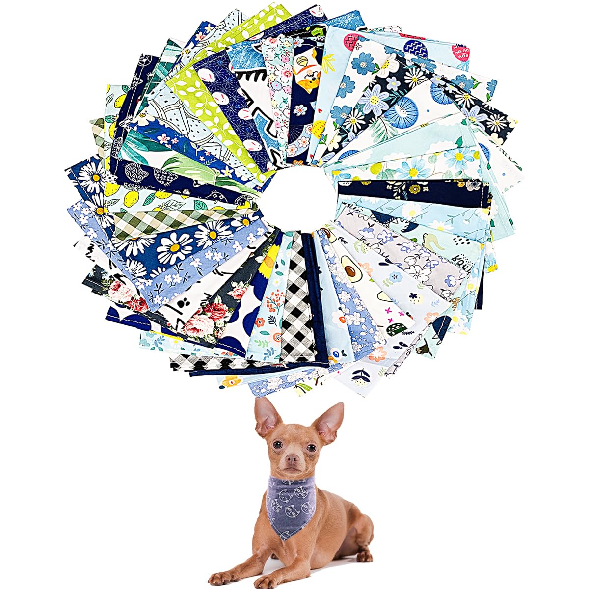 PET SHOW 50pcs Bulk Boys Small Dog Bandanas Male Cat Puppies Bibs Washable Cotton Triangle Head Scarfs Wholesale Medium Dogs Ban