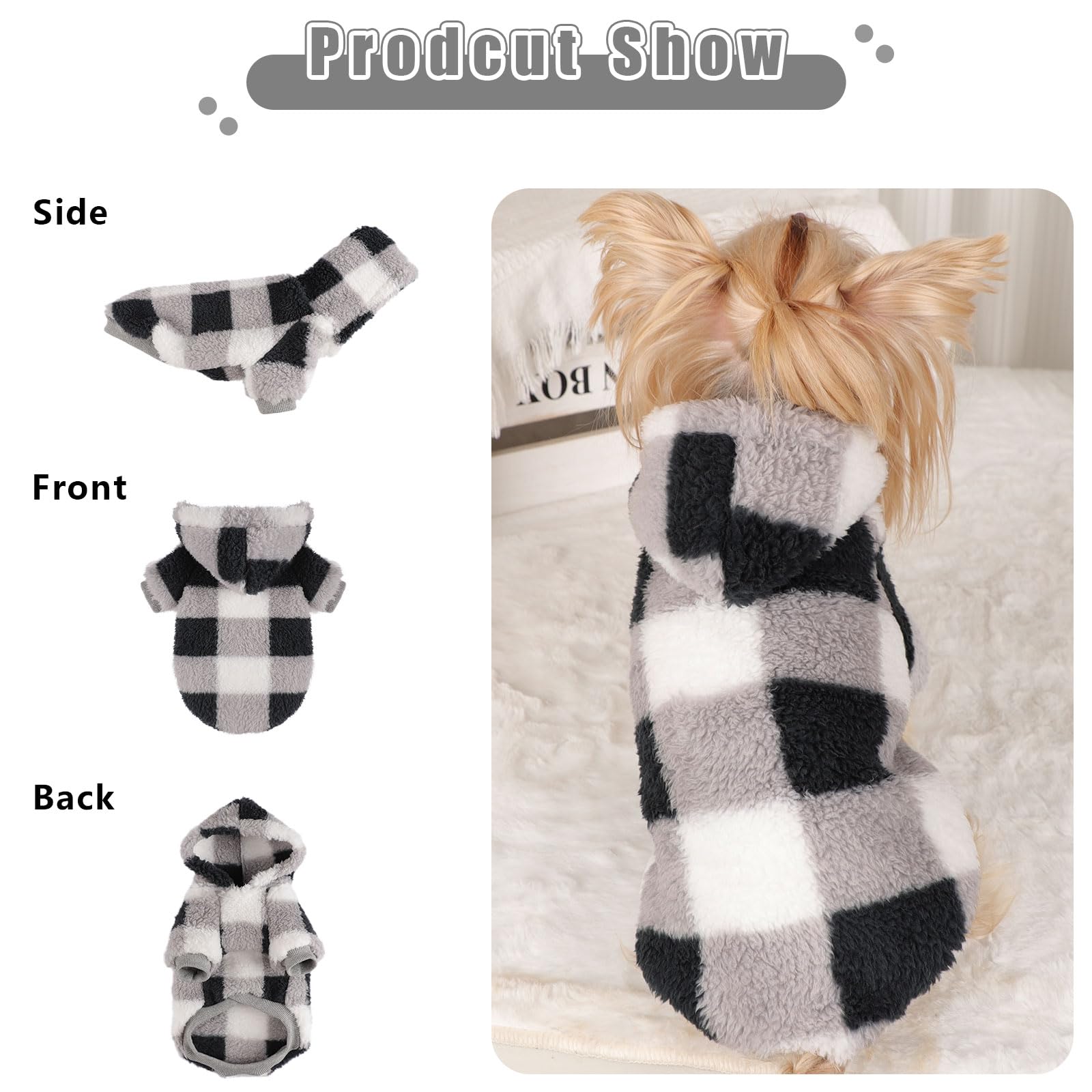 Fleece Dog Hoodie Clothes Pet Sweaters For Small Dogs, Winter Cute Warm Puppy Chihuahua Sweater, Pet Clothes For Chihuahua Yorki