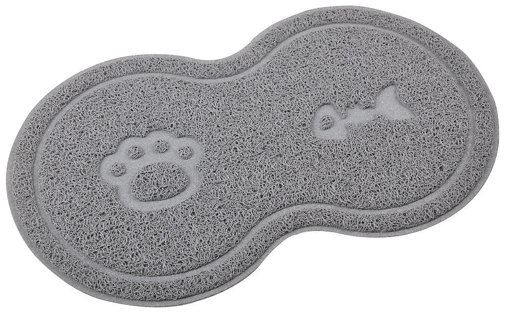 8-Shaped Small Cat Litter Box Debris Catcher Mat,18X10 Inches (Gray)