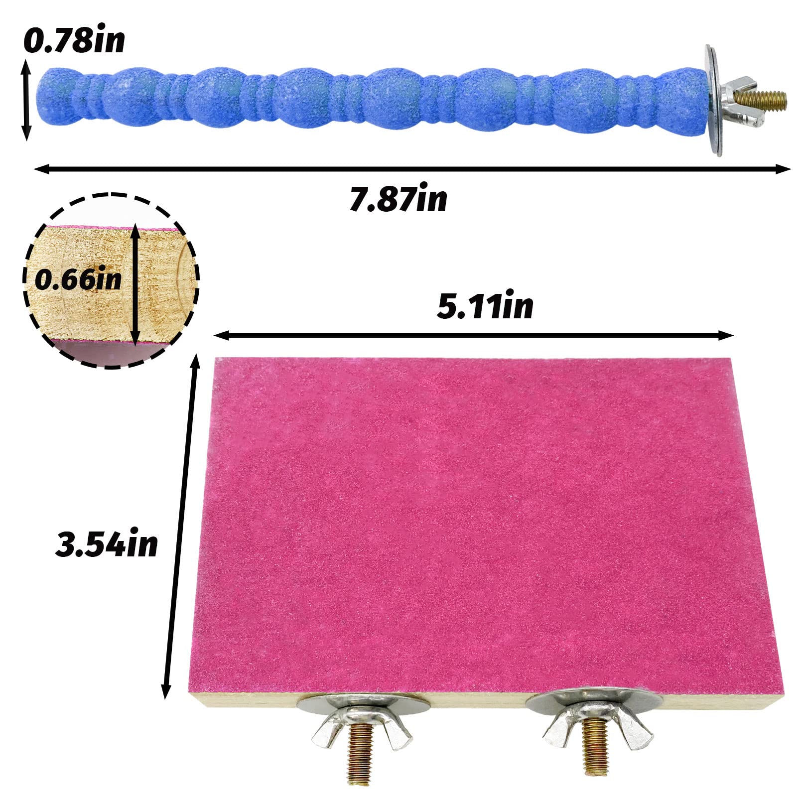 Kathson 4 Pcs Bird Perch Stand Toy Wood Parrot Perch Stand Platform Paw Grinding Rough-Surfaced Chew Toys Cage Accessories Exercise Toys For Budgies Parakeet Cockatiel Conure Hamster