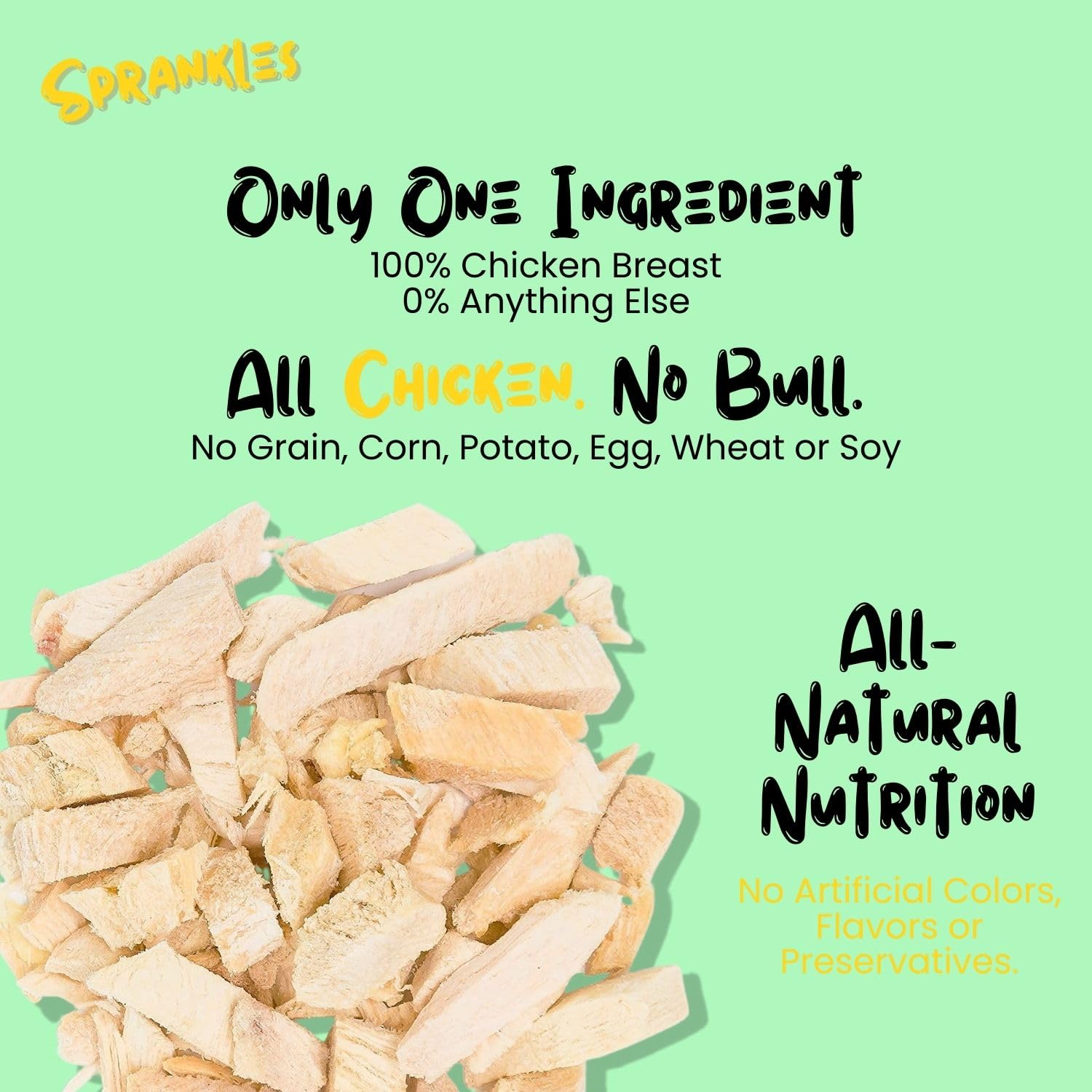 SPRANKLES Freeze Dried Chicken Treats for Cats & Dogs -1LB Big Bag Single Ingredient Chicken Breast All Natural Grain-Free, High