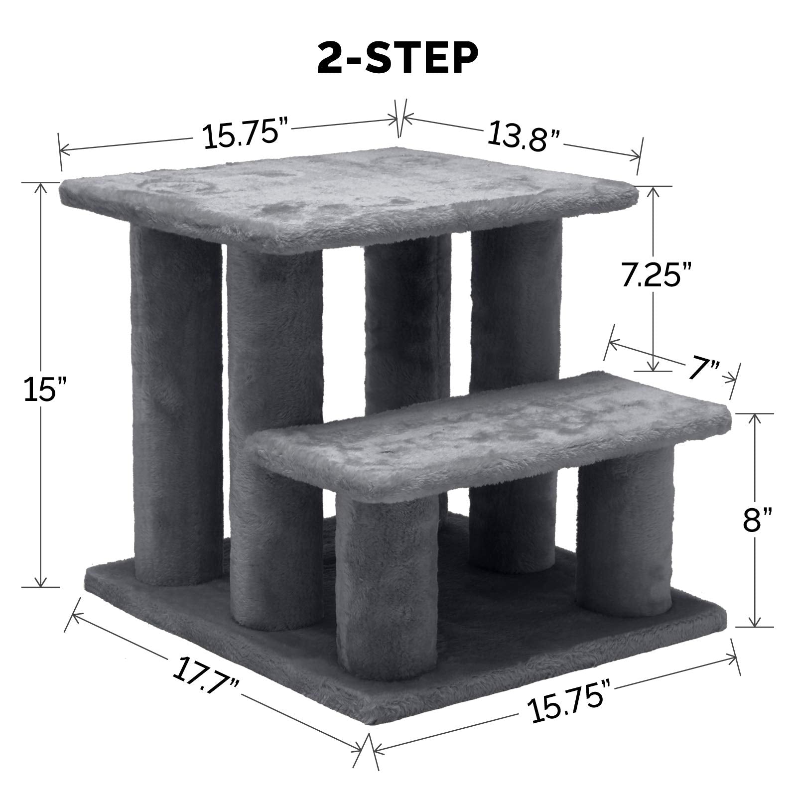 Furhaven Steady Paws Multi-Step Pet Stairs for High Beds & Sofas - Gray, 3-Step
