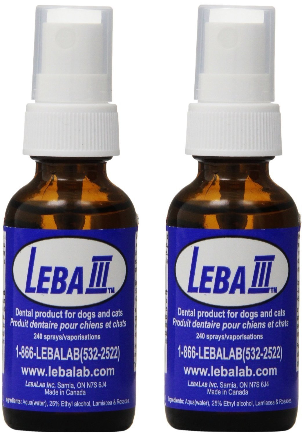 Leba III  Two Pack  100% Natural and Herbal Dog and Cat Dental Spray  Keep Your Pets Teeth Clean, Gums Healthy and Their Brea