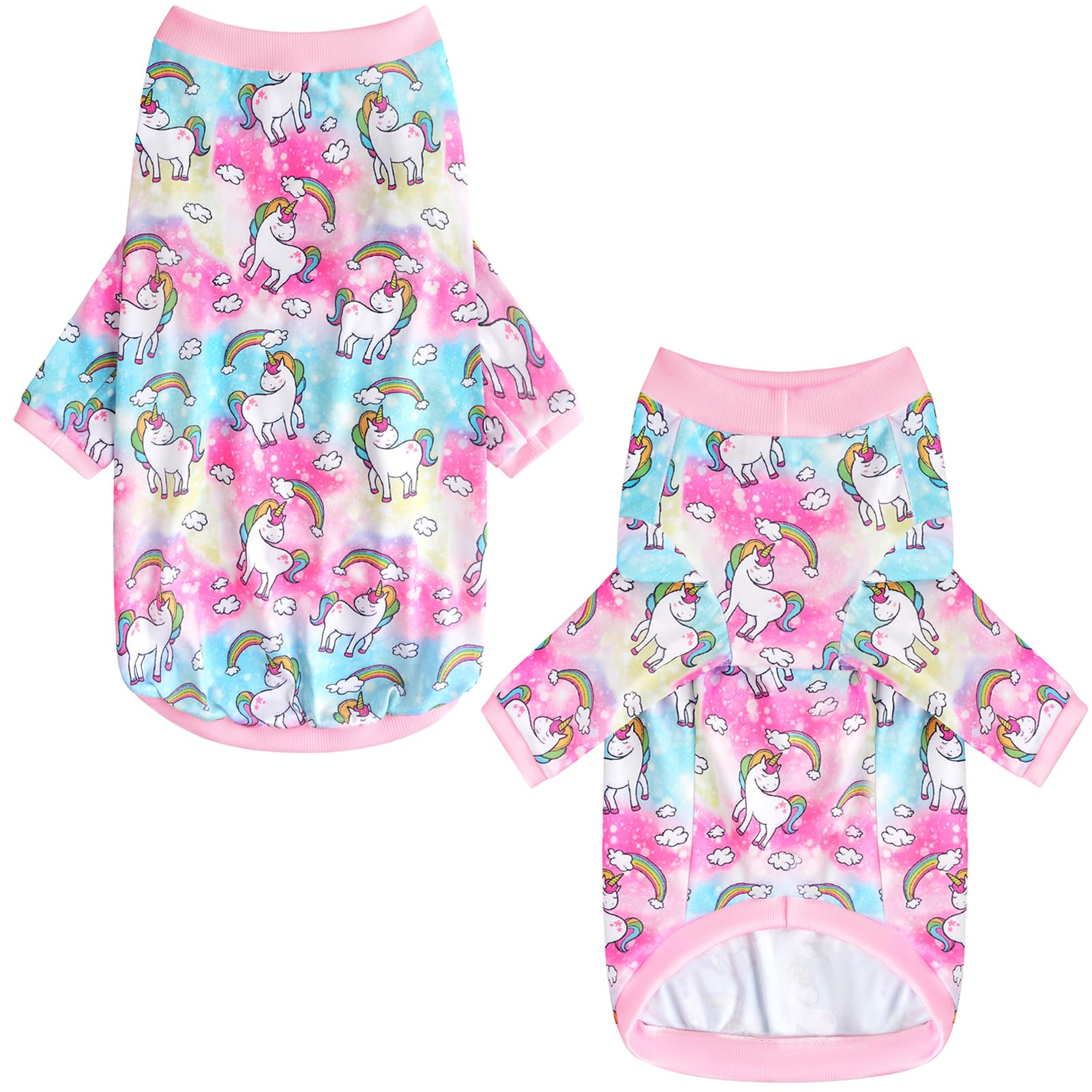 PriPre Dog Colorful Unicorn T Shirts Rainbow Pattern Printed Pet Shirt Softable Pajamas for Medium Dog (M,Colorful)