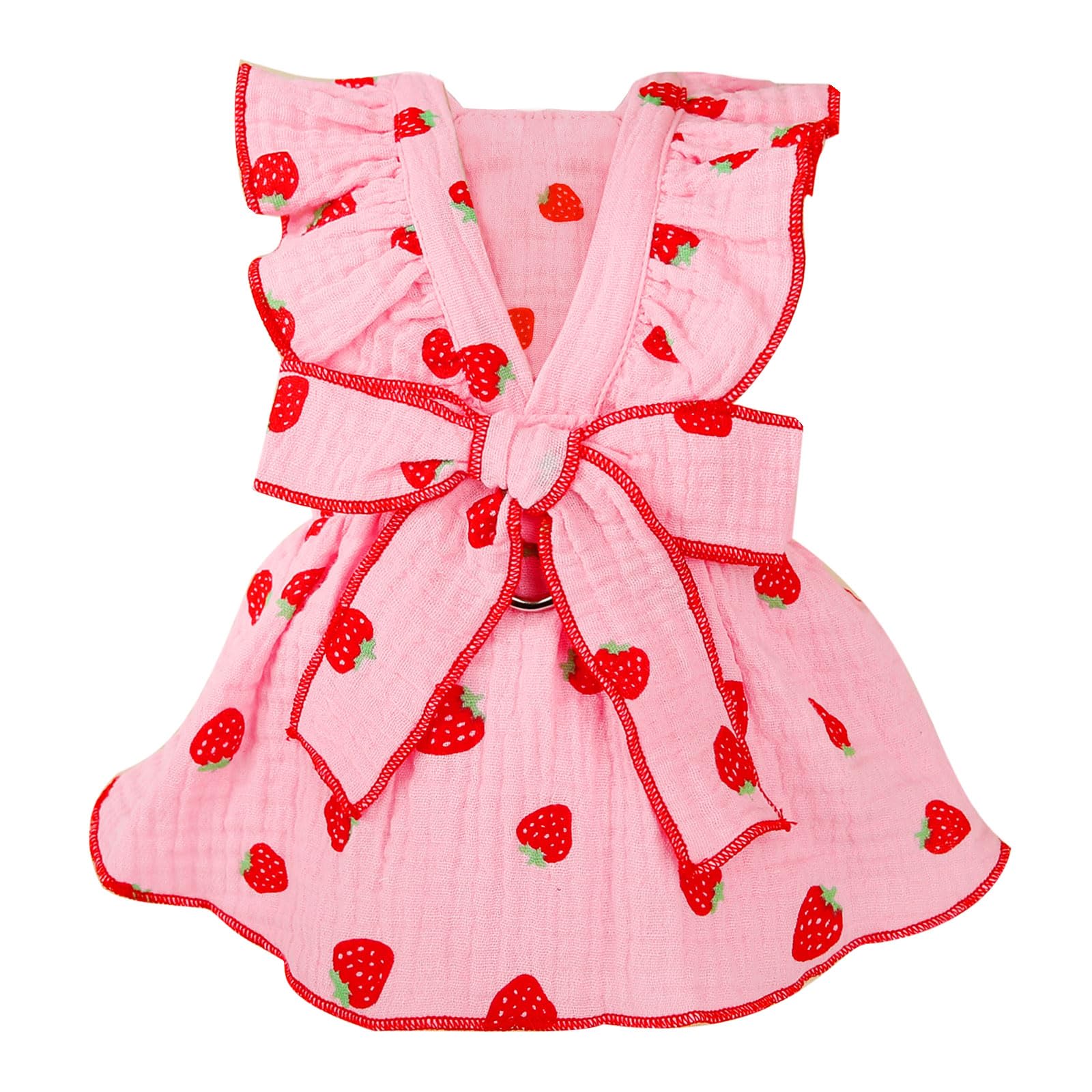 Dog Dresses For Small Dogs Girl Female Clothes Cat Clothes Cat Dress Cute Cotton Extra Summer Bow Decor Printed Strawberry Dog B