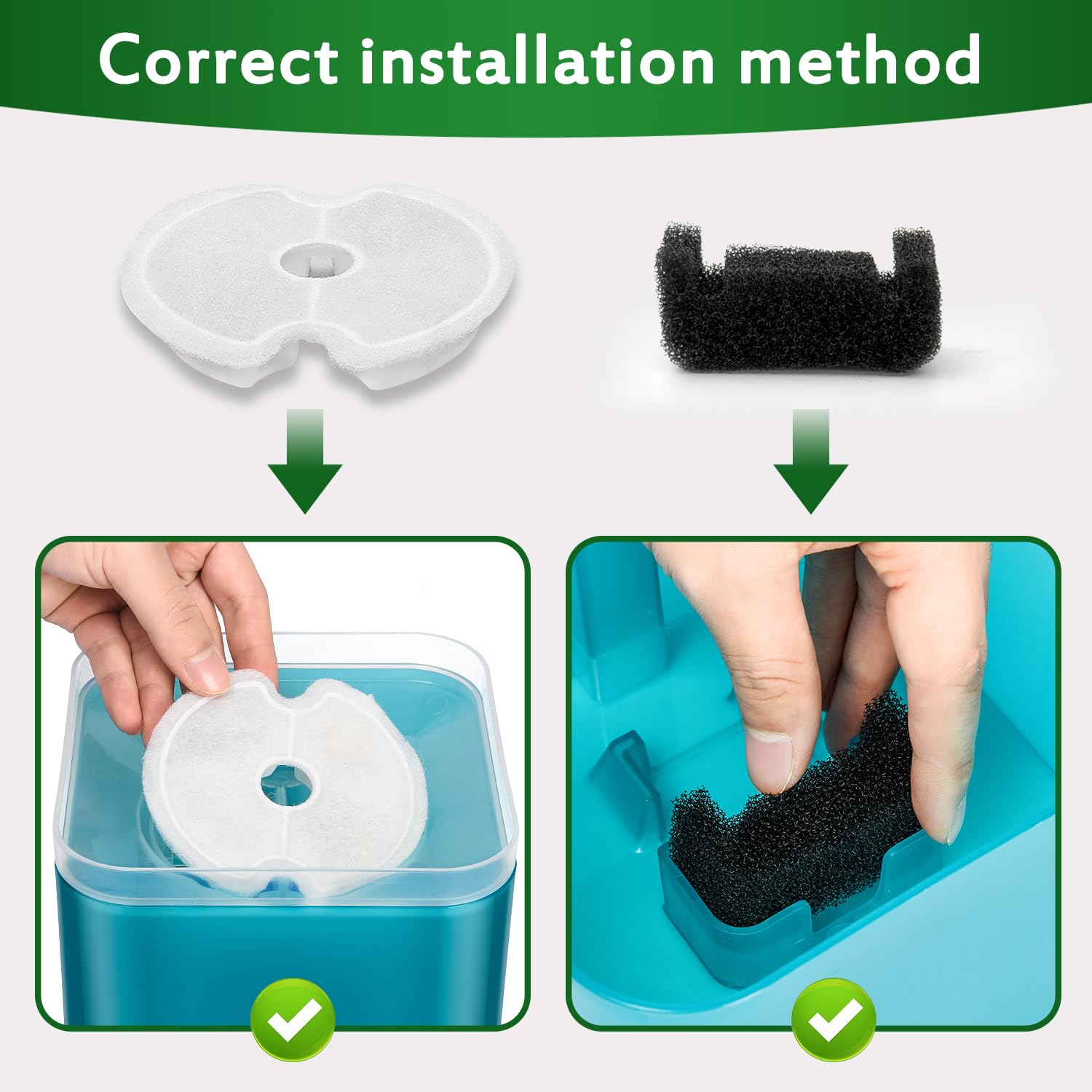 Cat Water Fountain Filter, Multiple Filtration Pet Water Fountain Replacement Filter,4 Cotton Activated Carbon Cat Fountain Filt