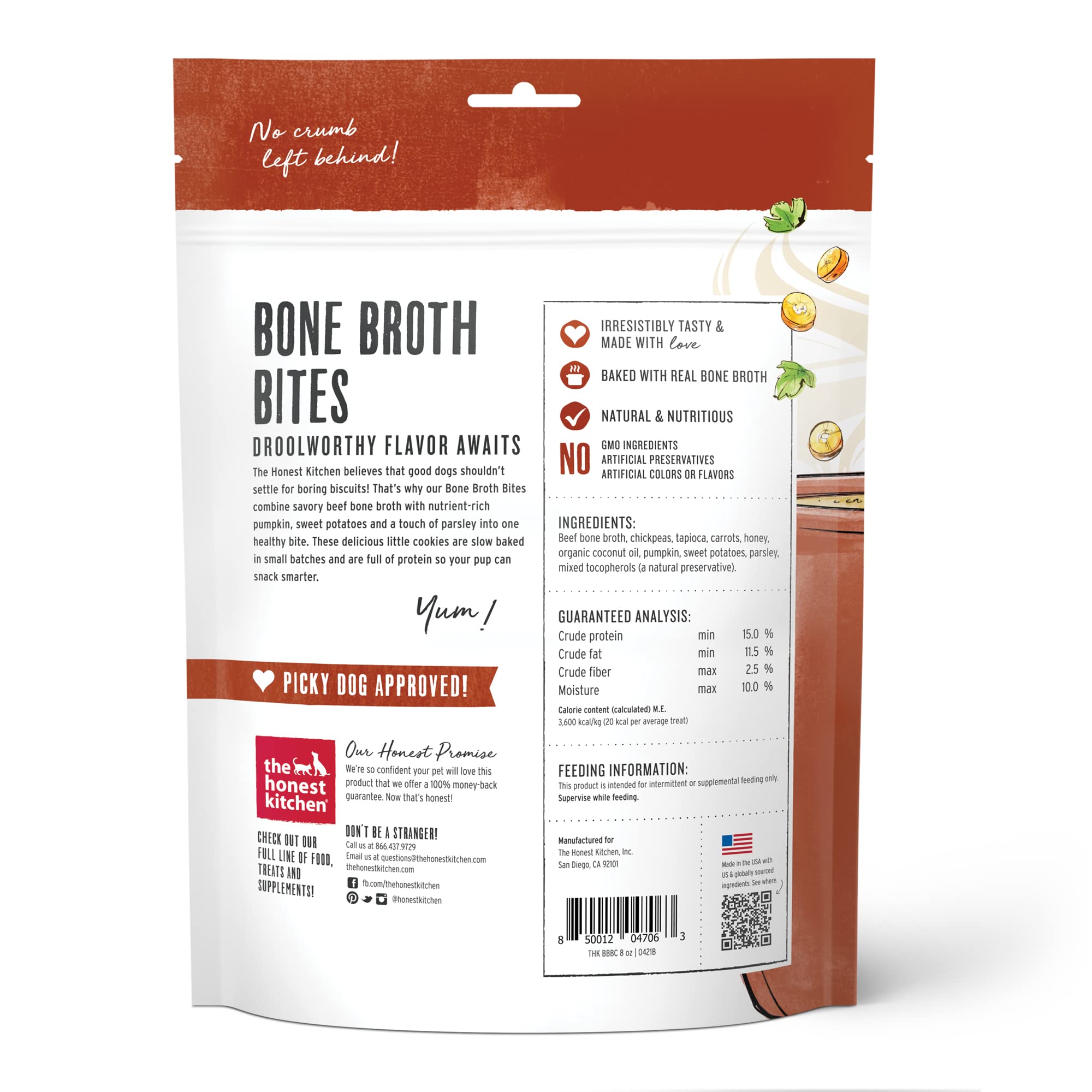 The Honest Kitchen Bone Broth Bites: Roasted with Beef Bone Broth & Sweet Potatoes, 8 oz Bag