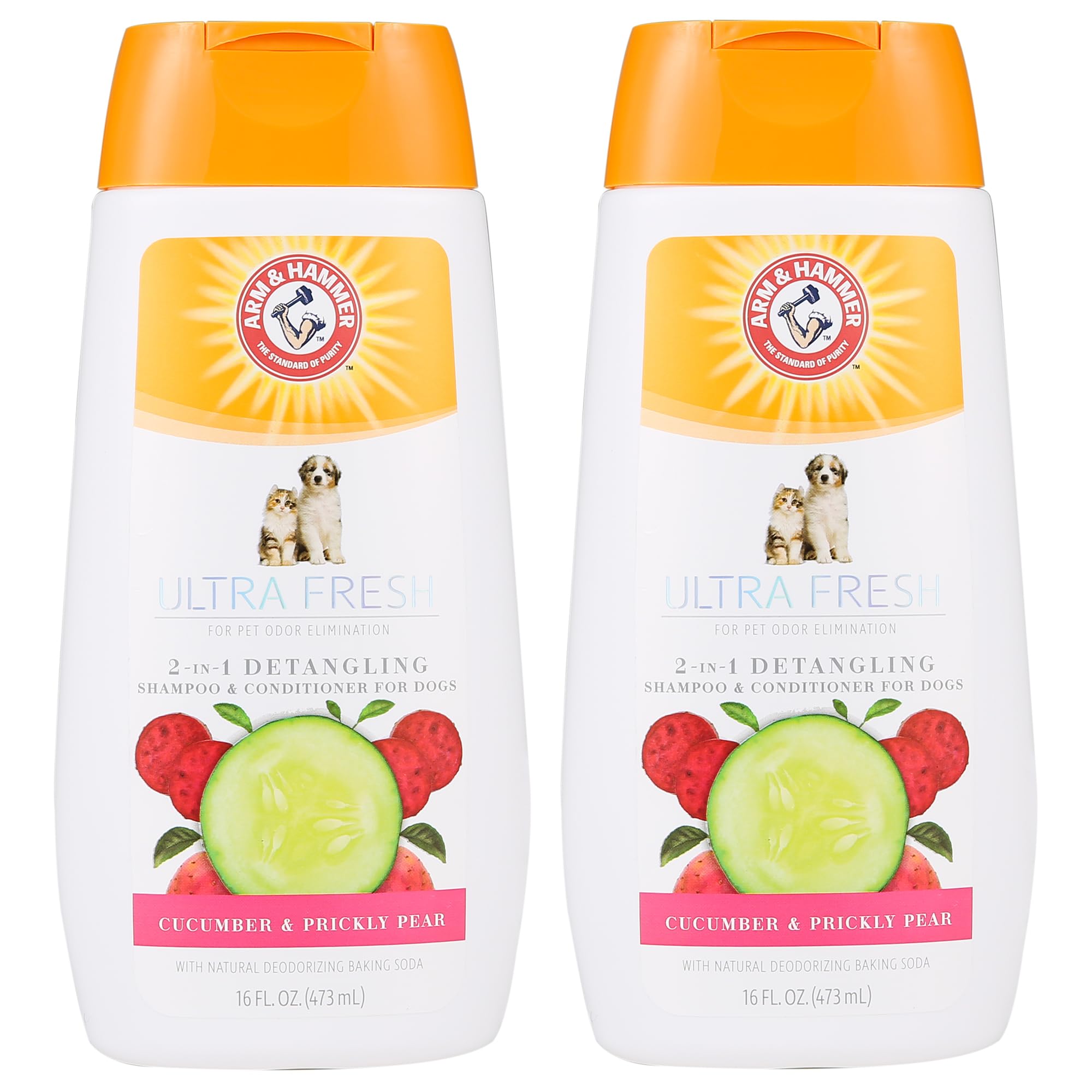 Arm & Hammer Ultra Fresh 2-in-1 Detangling Shampoo + Conditioner, Cucumber Pear Scent - Dog Bathing with Coconut Oil, Baking Sod