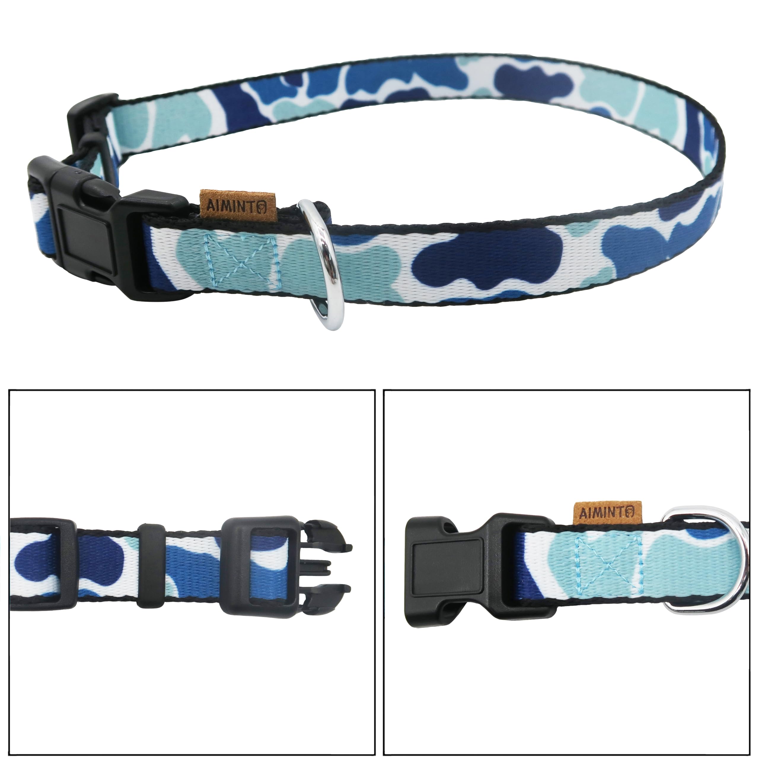 Aiminto Dog Collar, Cute Camouflage Pattern, Soft And Adjustable Collar With Quick Release Buckle (Xs (Neck 9-13'', Width 3/8'')