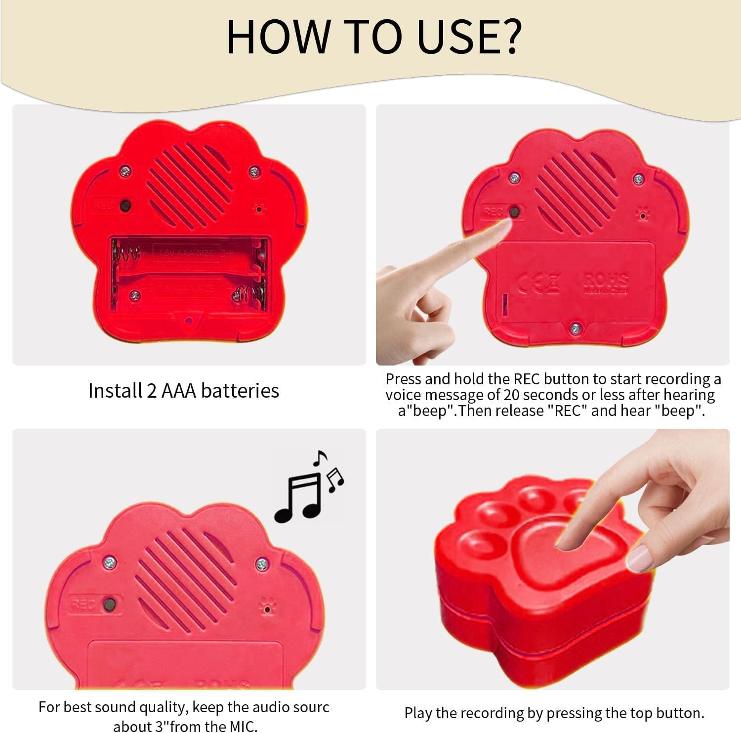 5 Pack Dog Buttons For Communication,Dog Speech Training Buzzer Set With Non-Slip Pad And 50 Training Stickers, Record And Playb