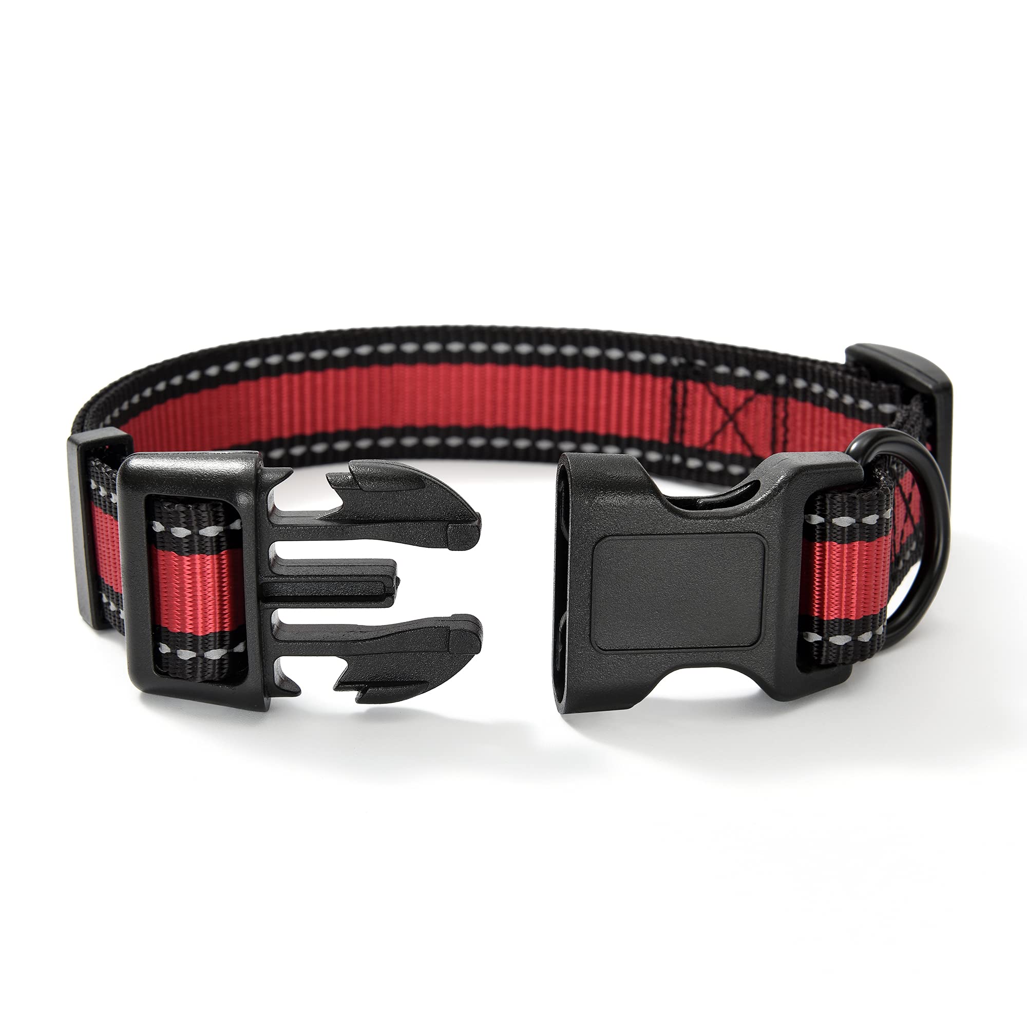 Mile High Life Dog Collar | Nylon Reflective Dog Collars | Light Weight Puppy Collars | Red Dog Collars For Medium Dogs (Red, Me