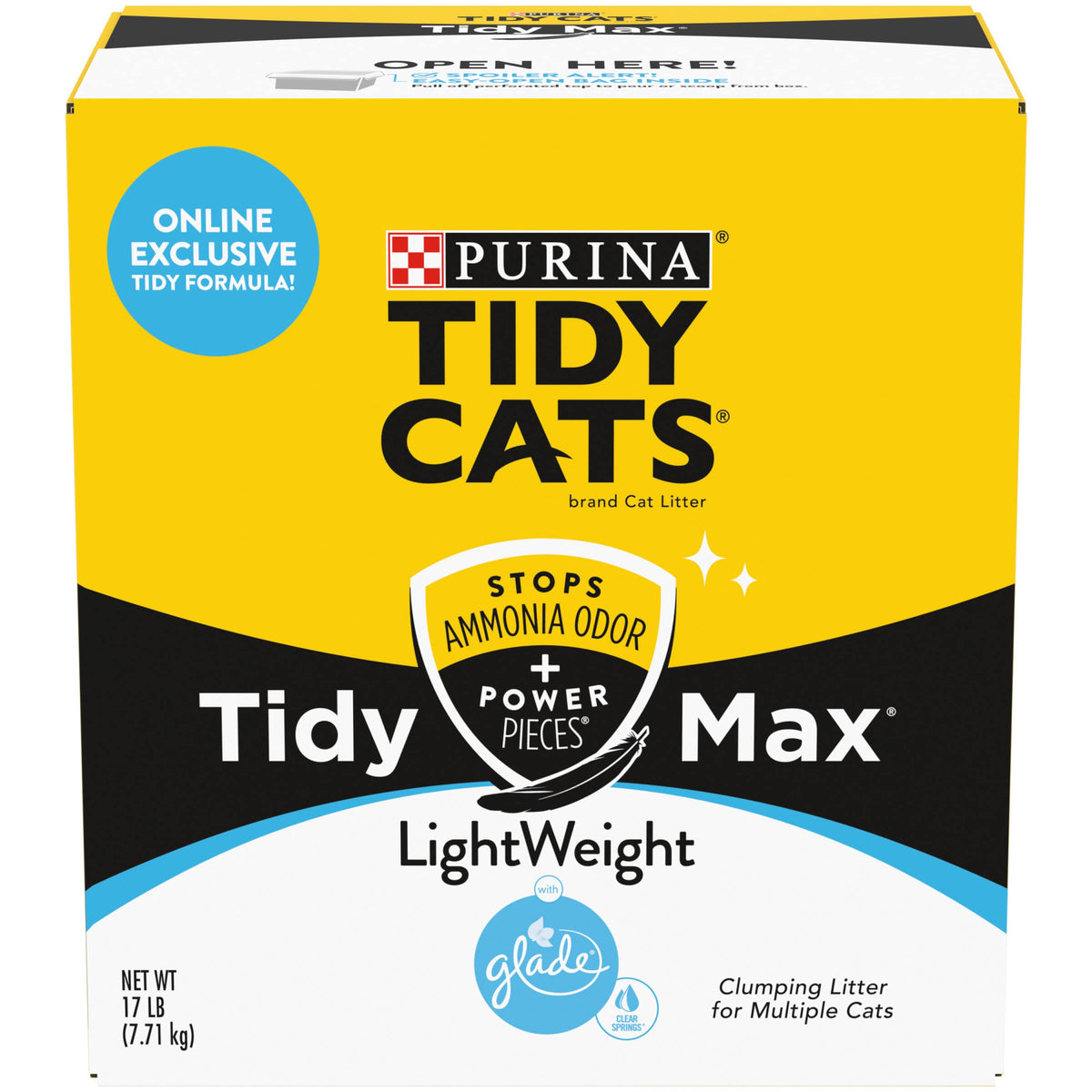 Purina Tidy Cats Clumping, Lightweight, Multi Cat Litter, Tidy Max Glade Clear Springs Formula - 17 Lb. Box
