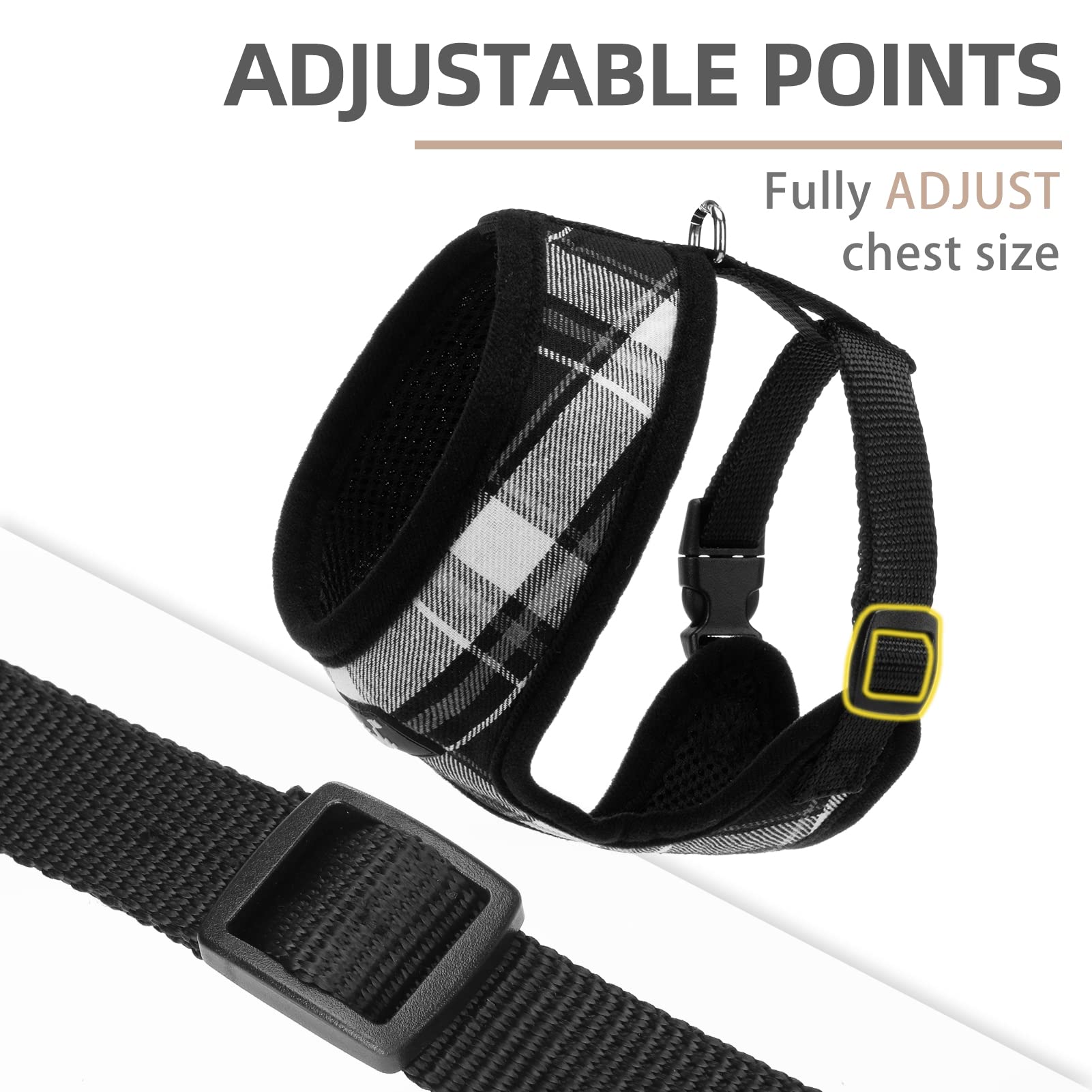 Pupteck Soft Mesh Dog Harness And Leash Set Pet Puppy Cat Comfort Padded Vest No Pull Harnesses, Black, Xs