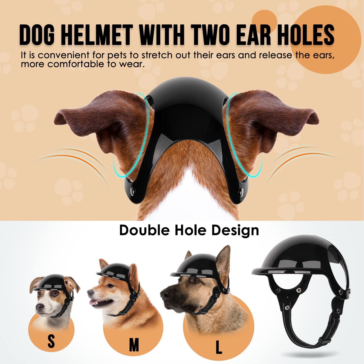 SlowTon Dog Helmet and Goggles - UV Protection Doggy Sunglasses Dog Glasses Pet Motorcycle Helmet Hat with Ear Holes Adjustable