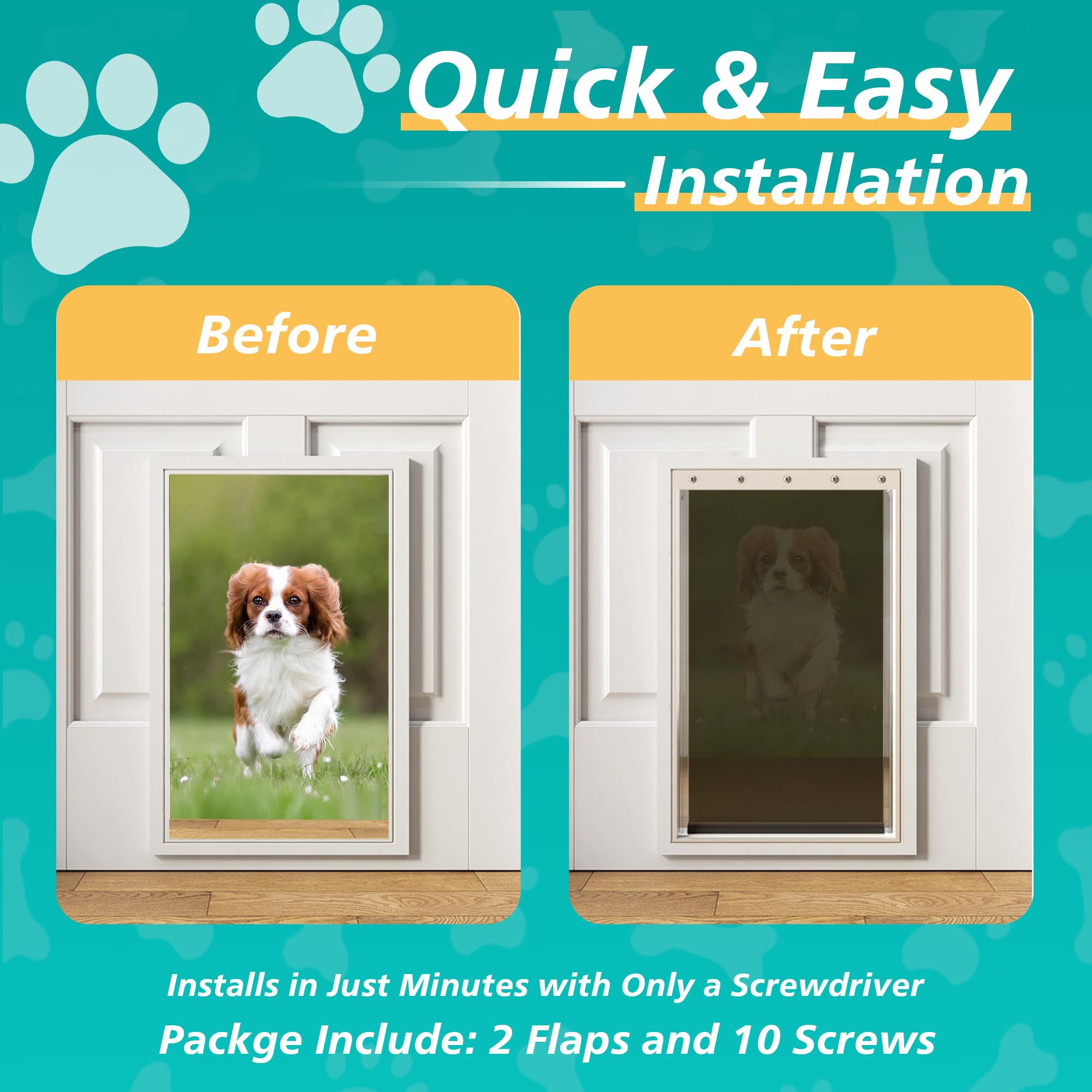 2Pack Large Dog Door Replacement Flaps With Screws - Pet Door Replacement Flap Compatible With Petsafe Freedom Doggie Doors Repl